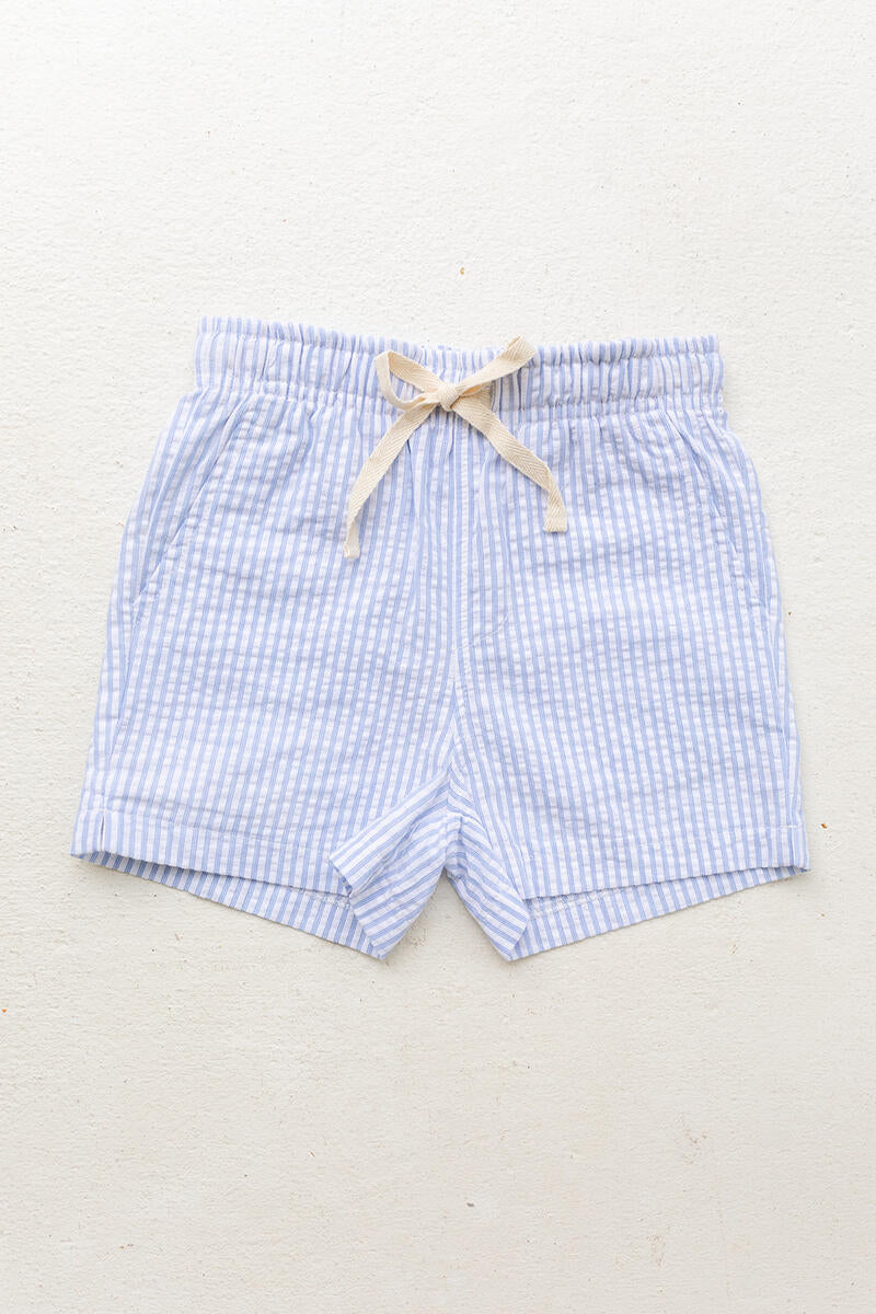 James Shorts - Light Blue/White Stripe Seersucker - Born Childrens Boutique