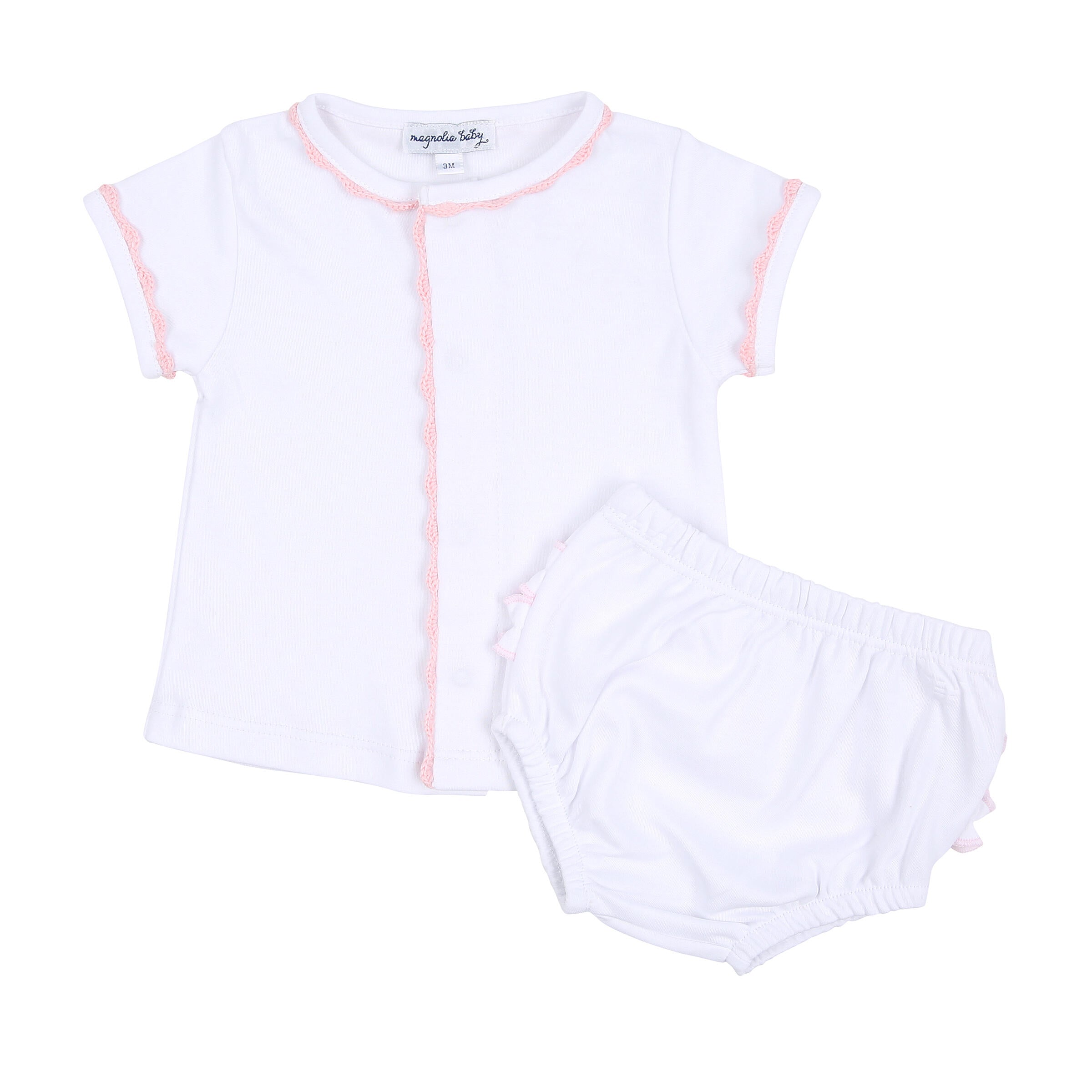 Baby Joy Emb Crochet Trim Ruffle Diaper Set PK - Born Childrens Boutique