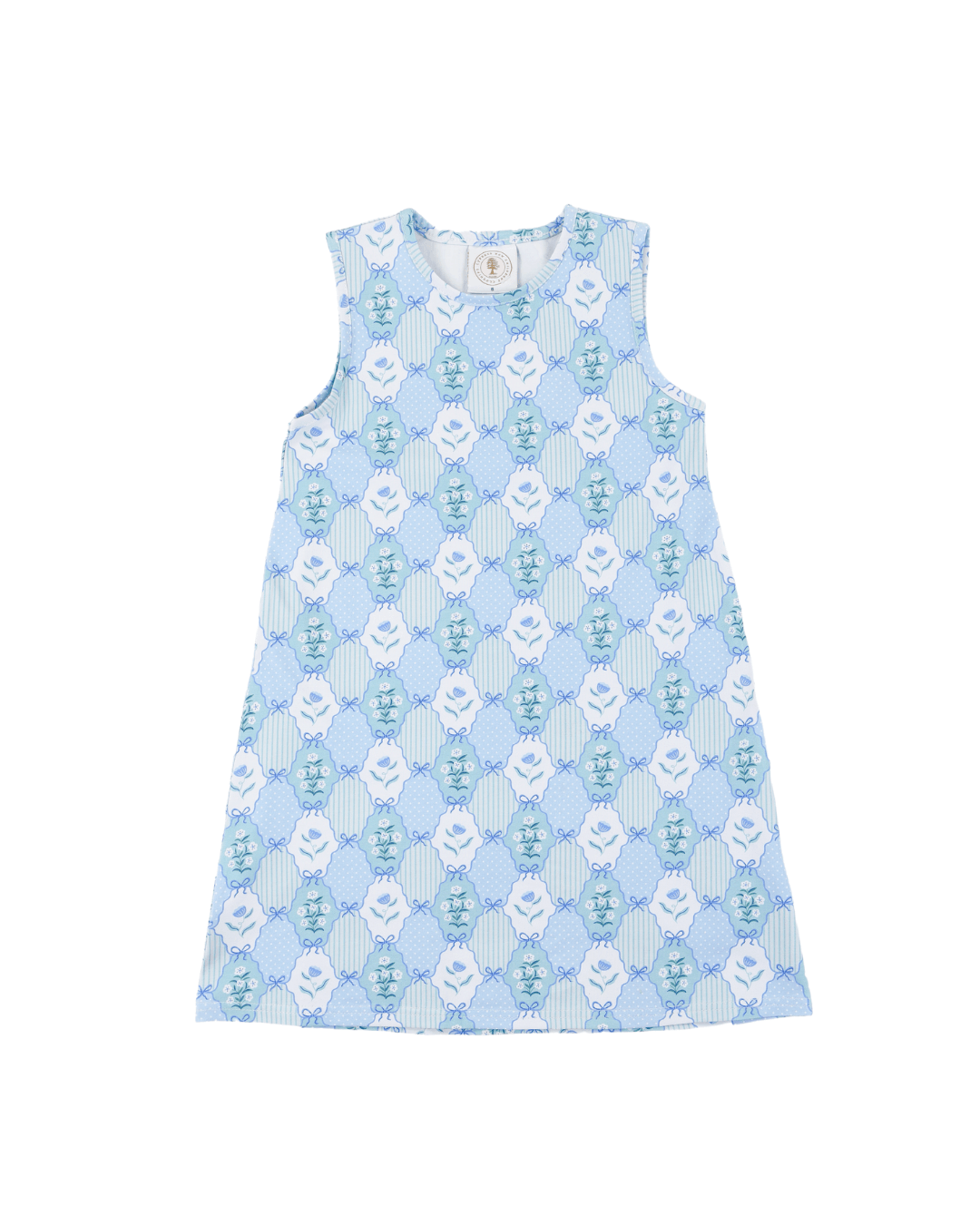 Floral Blues Sleeveless Susie Swing Dress - Born Childrens Boutique