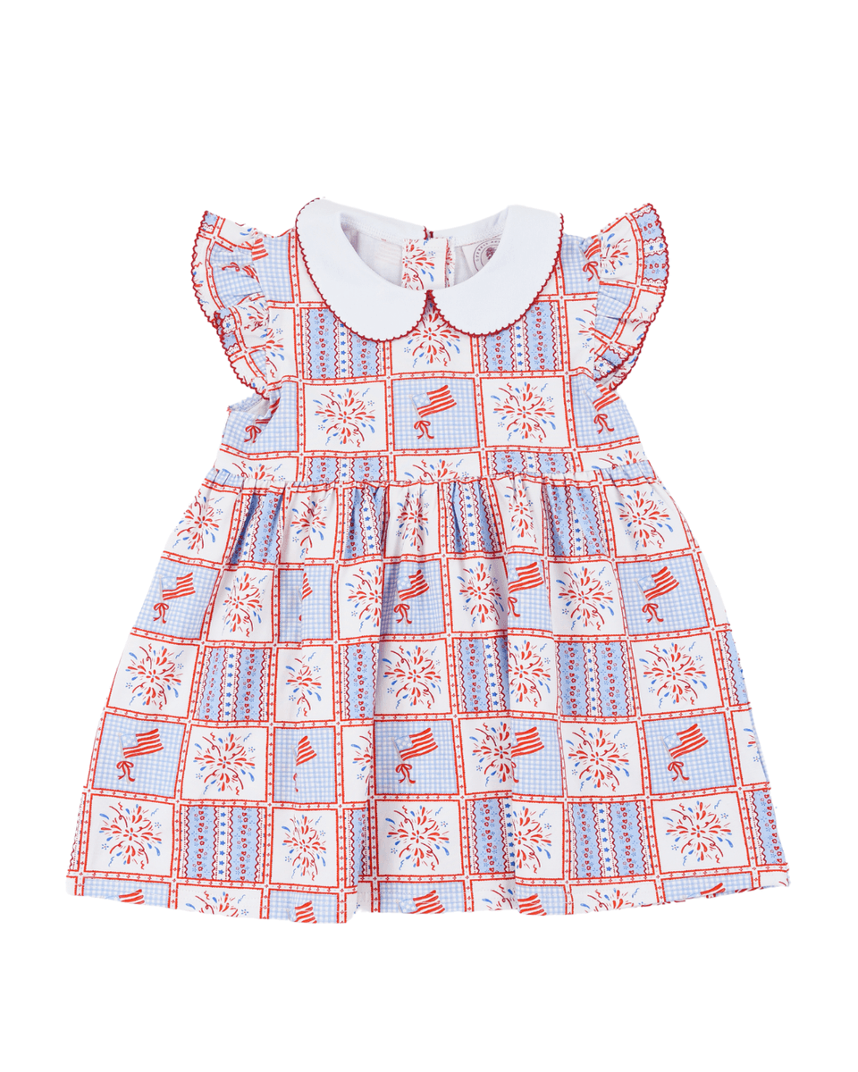 Patriotic Patchwork Penelope Prep Dress - Born Childrens Boutique
