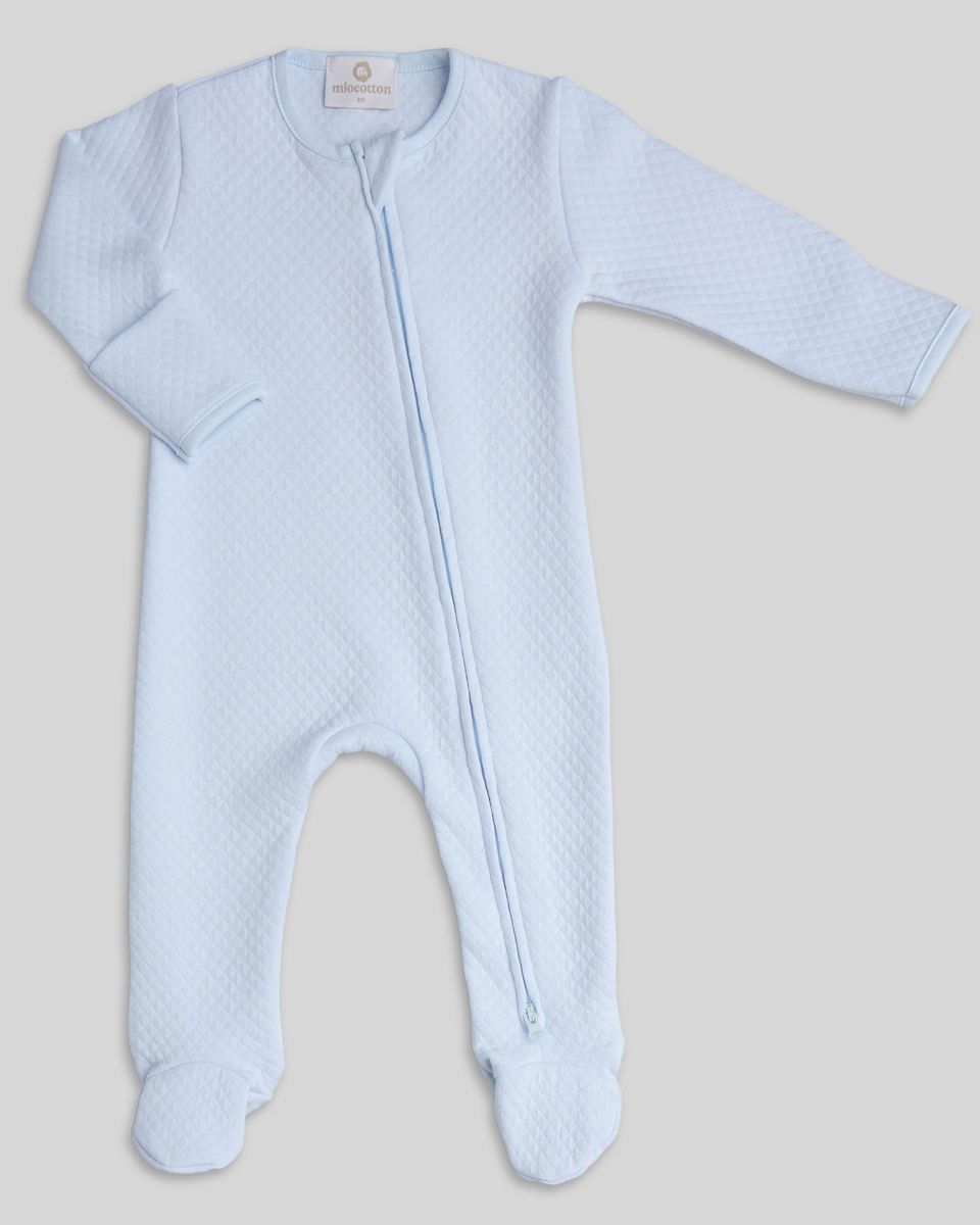 Zipper Footie Indigo Quilted Blue - Born Childrens Boutique
