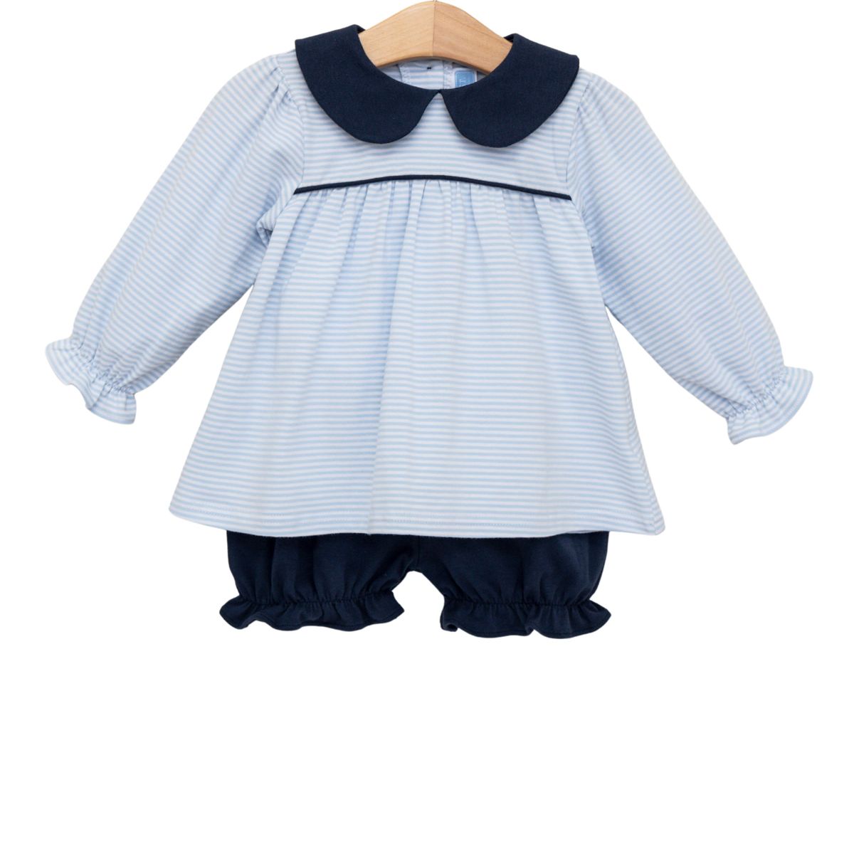 Katherine Bloomer Set - Light Blue Stripe/Navy - Born Childrens Boutique