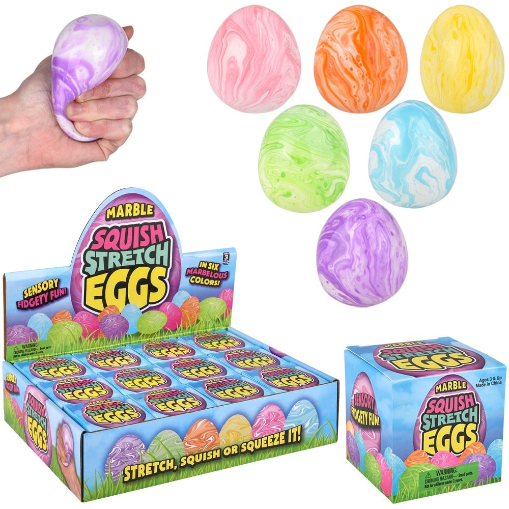 2.5" Squish and Stretch Marbleized Easter Egg Squishy Toys - Born Childrens Boutique