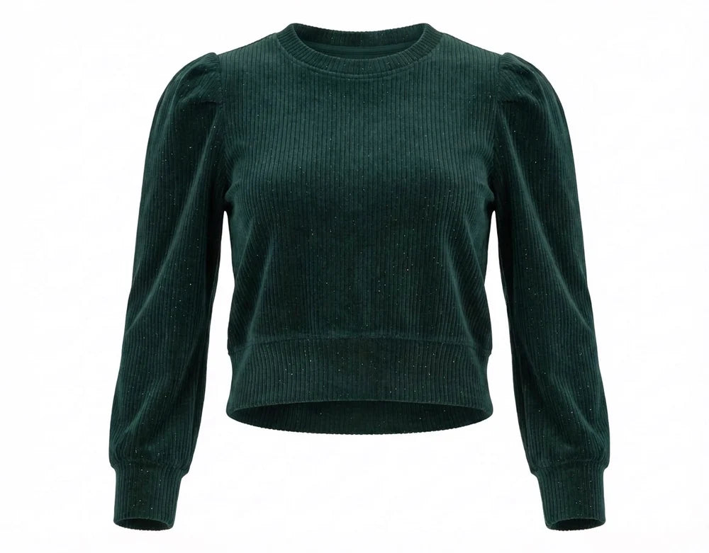 Peyton Top Dark Green Velour - Born Children's Boutique