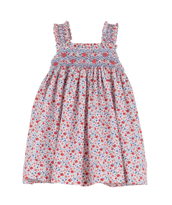 Navy Floral Strappy Smock Dress - Born Childrens Boutique
