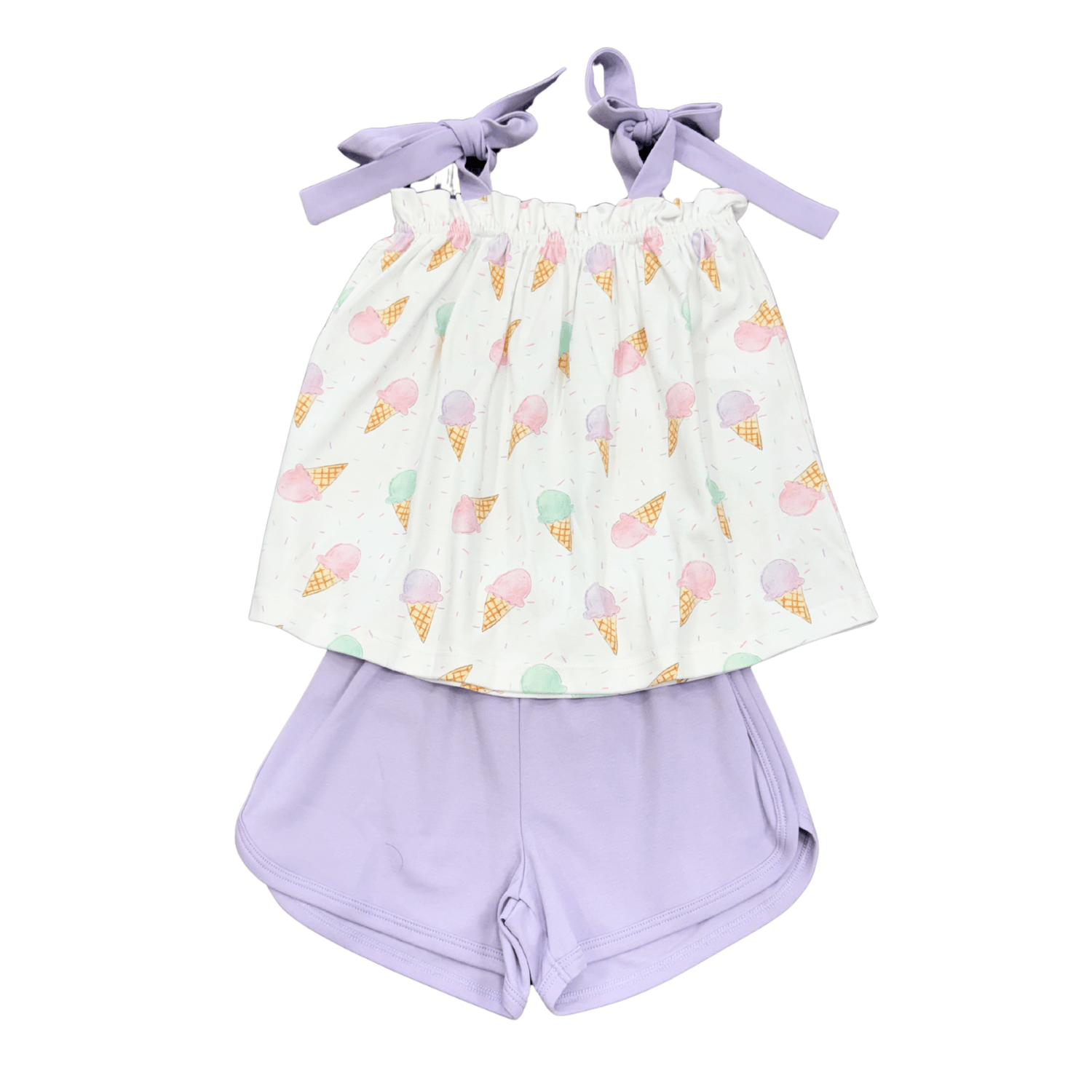 Tie Top Short Set - Ice Cream - Born Childrens Boutique