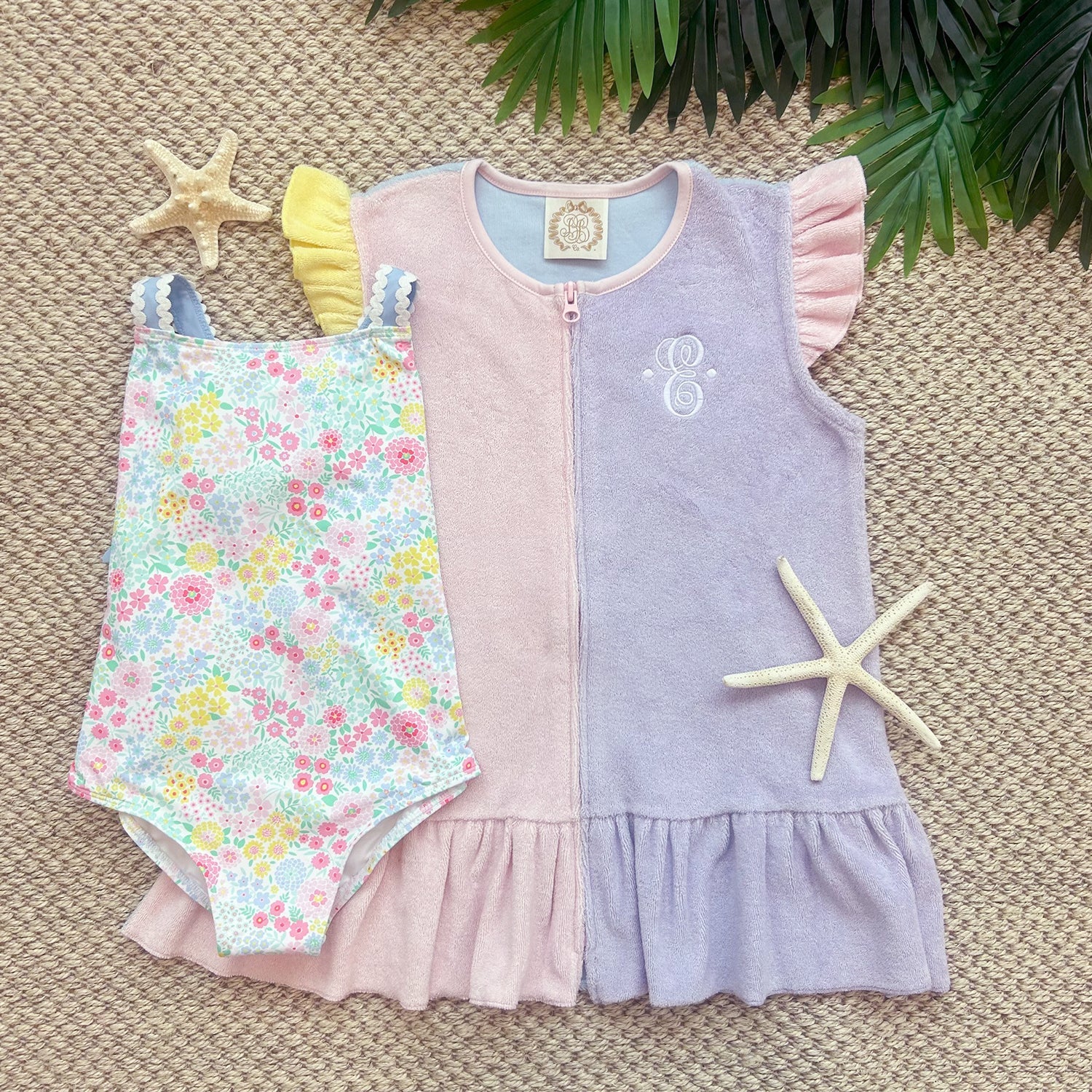 Taylor Bay Bathing Suit Merry Little Meadow with Beale Street Blue - Born Childrens Boutique