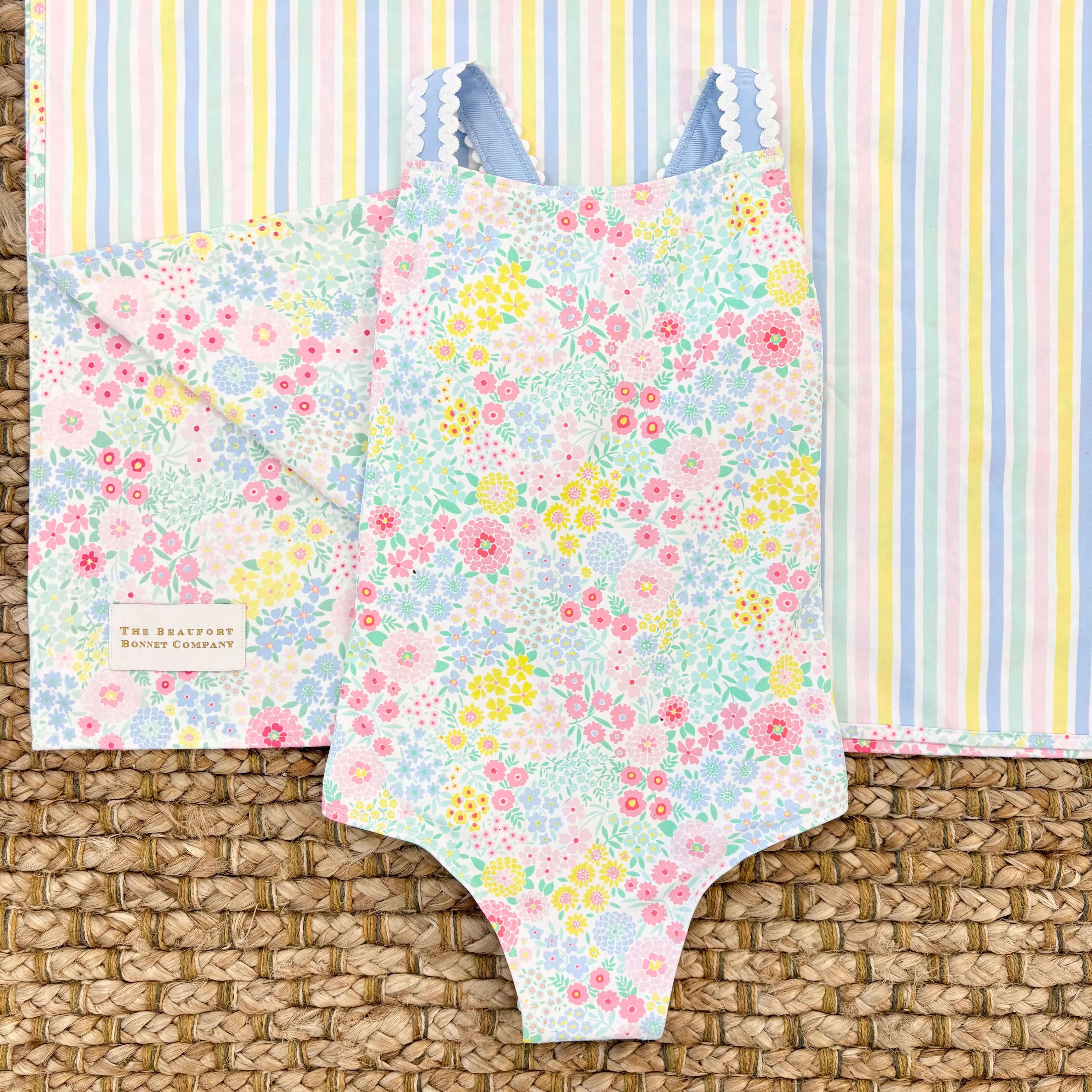 Taylor Bay Bathing Suit Merry Little Meadow with Beale Street Blue - Born Childrens Boutique