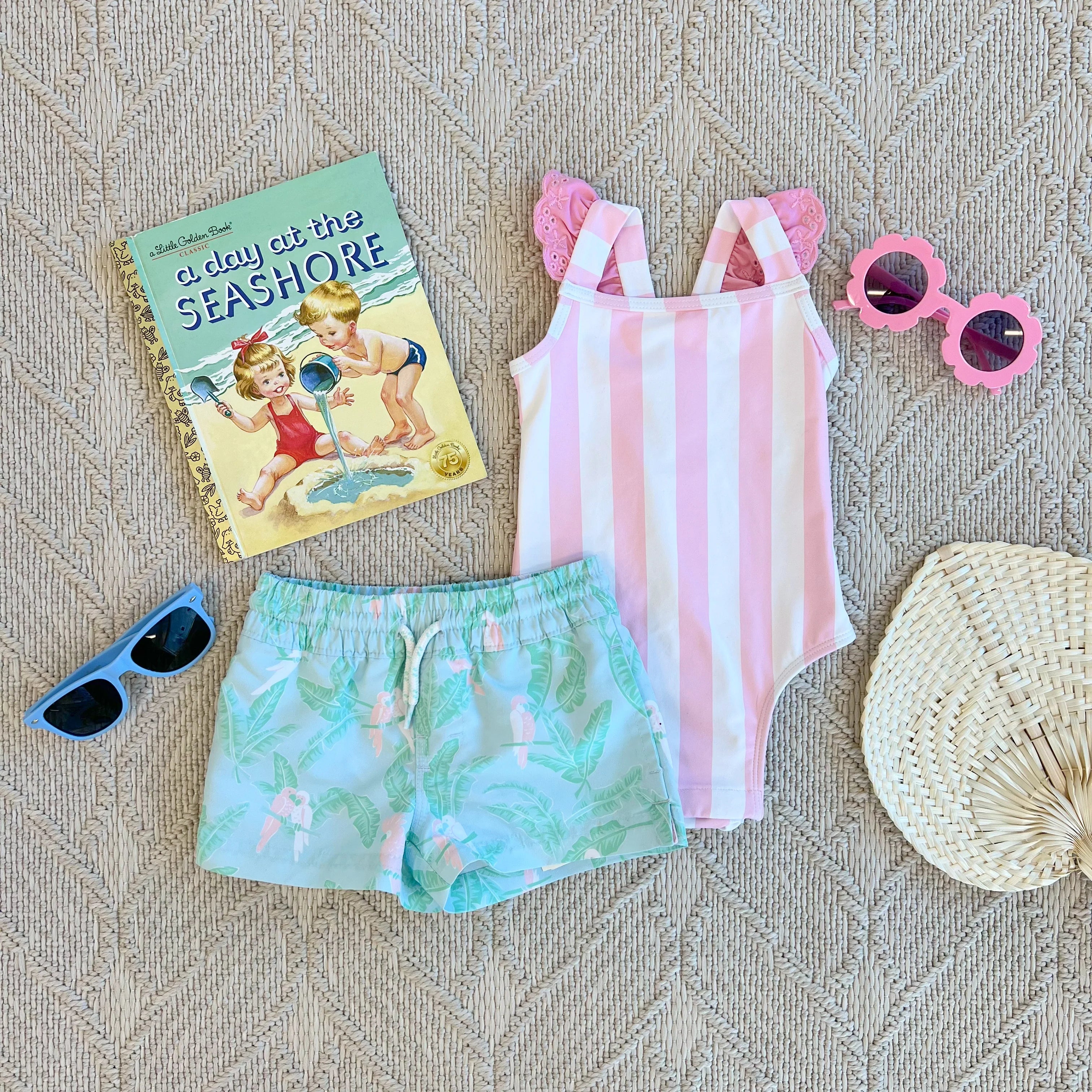 Tortola Swim Trunks Parrot Island Palms - Born Childrens Boutique