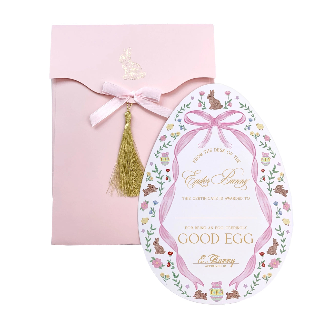 Easter Bunny Good Egg Certificate and Envelope Pink - Born Childrens Boutique
