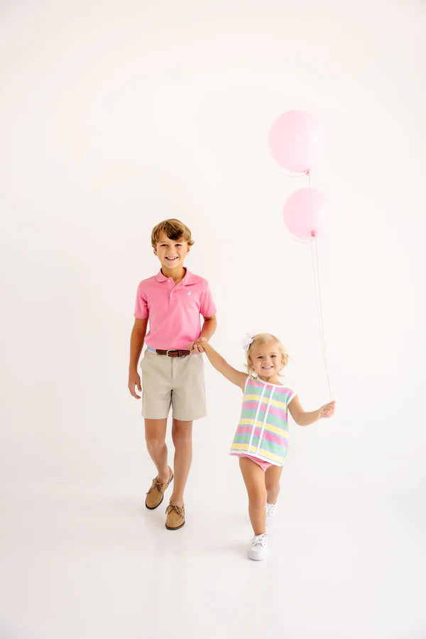 Mary Simms Bloomer Set - Samford Stripe (Hamptons Hot Pink) with Worth Avenue White - Born Childrens Boutique