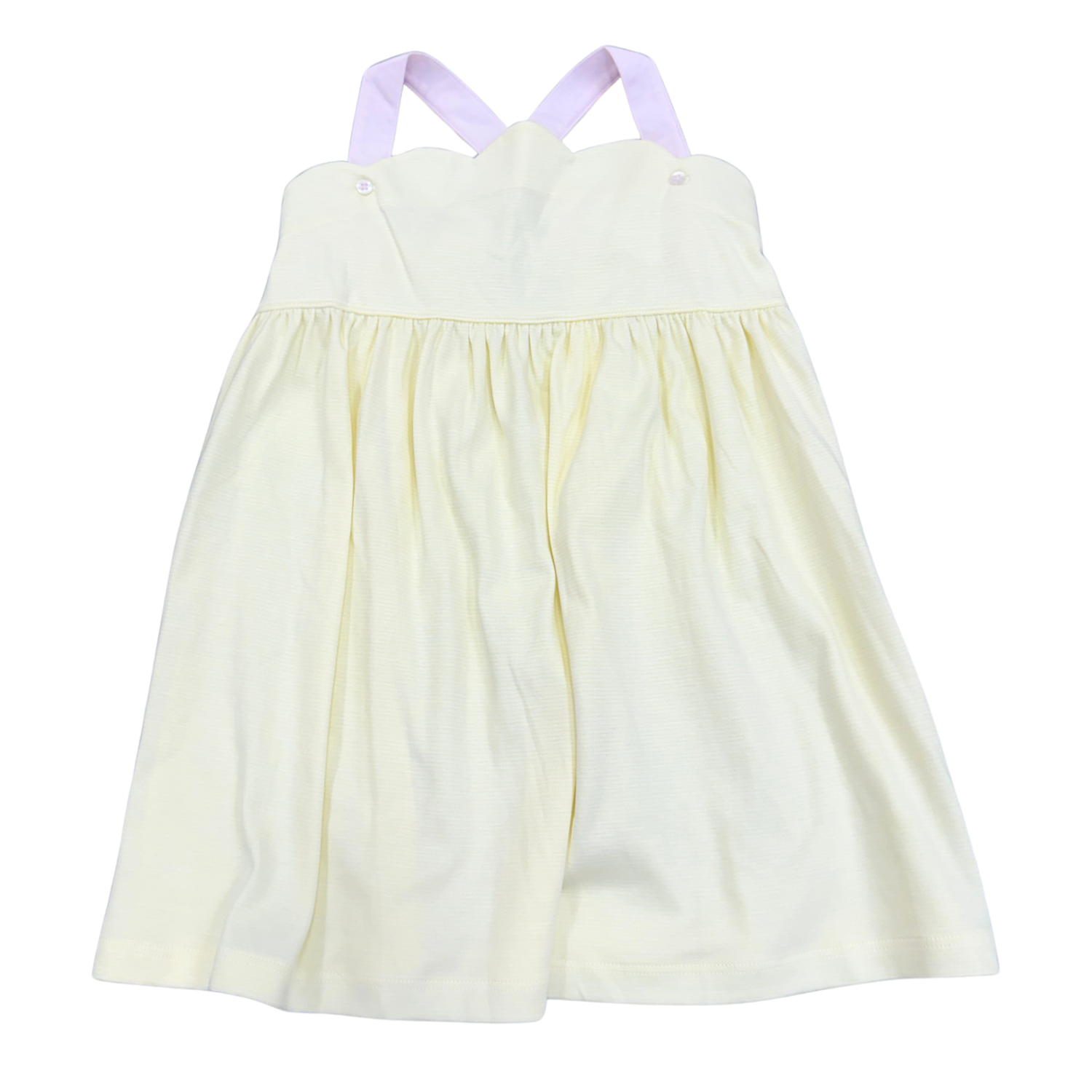 Yellow Stripe Scallop Sun Dress - Born Childrens Boutique