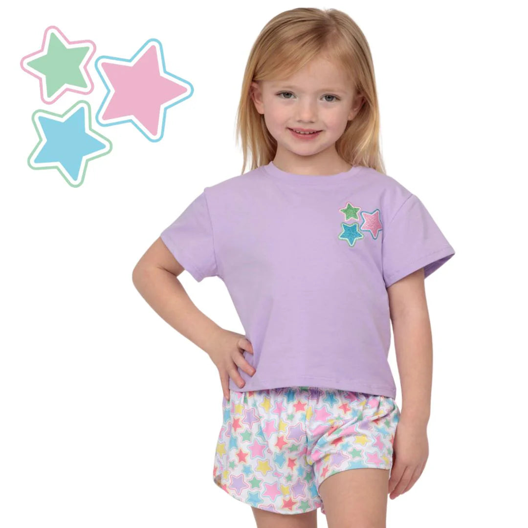 Glitter Stars Lavender Boxy - Born Childrens Boutique