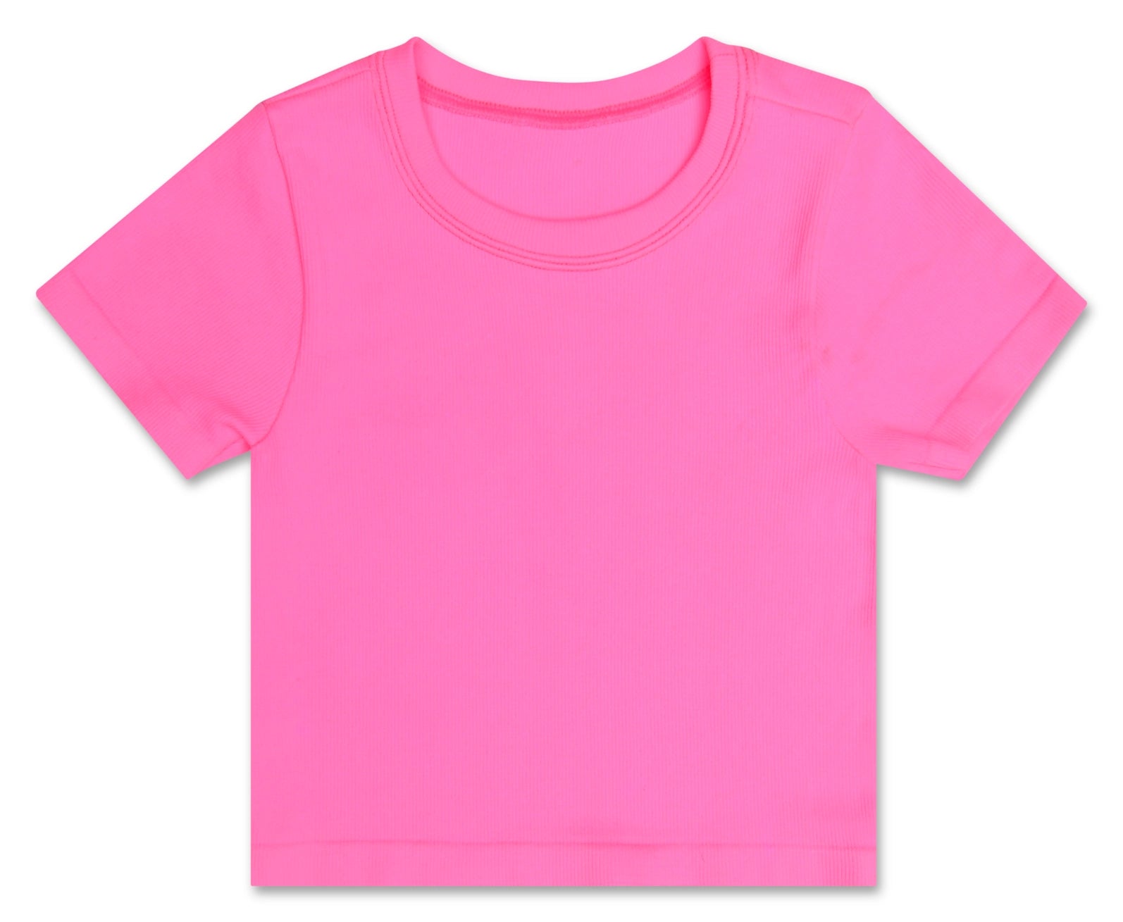Bright Pink Ribbed Short Sleeve T-shirt - Born Childrens Boutique
