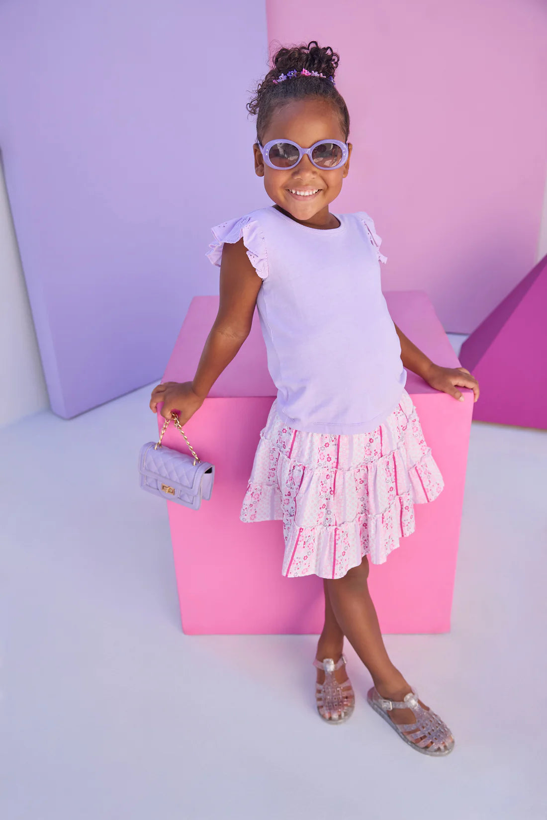 Eyelet Tank - Lilac - Born Childrens Boutique