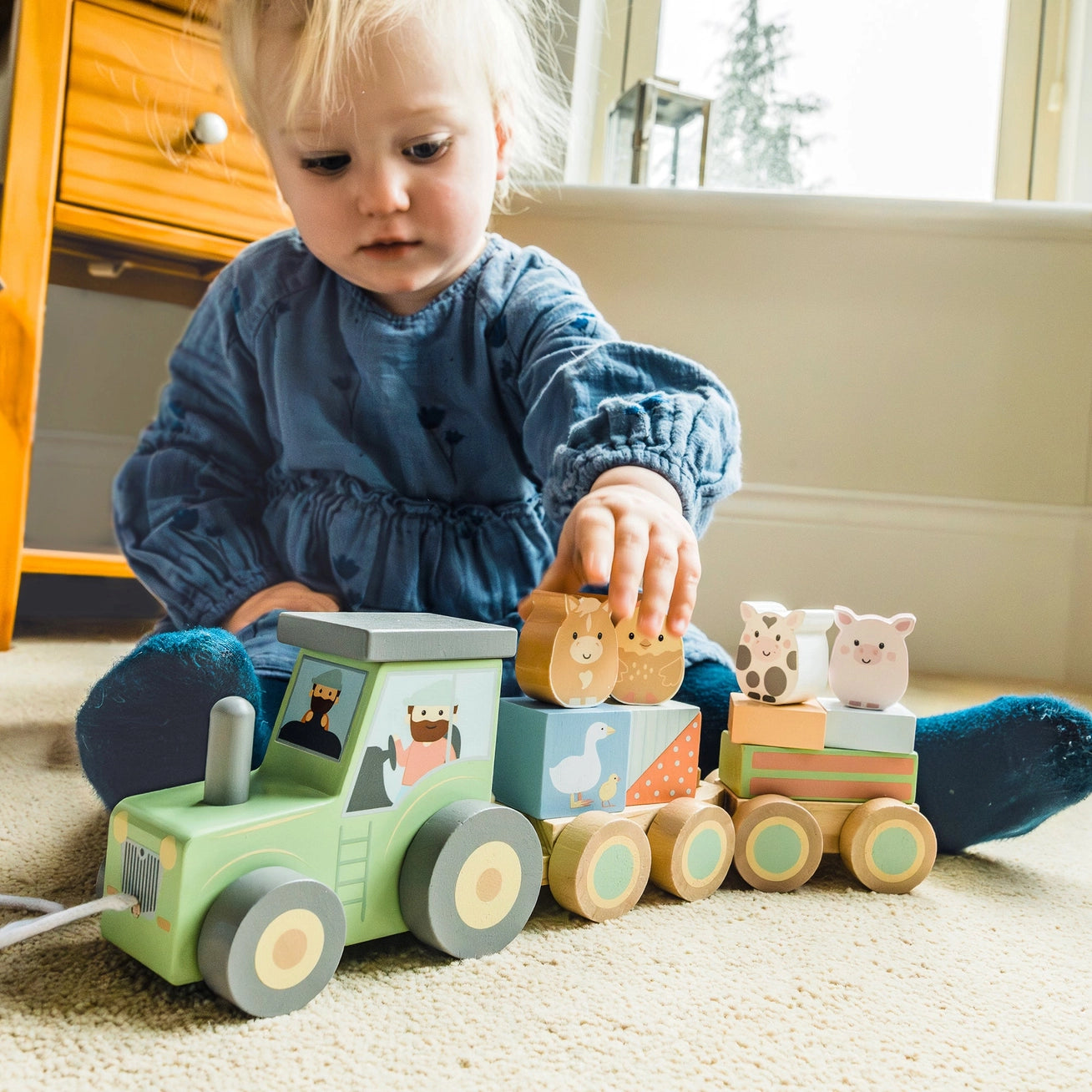 Puzzle Train Wooden Tractor - Born Childrens Boutique