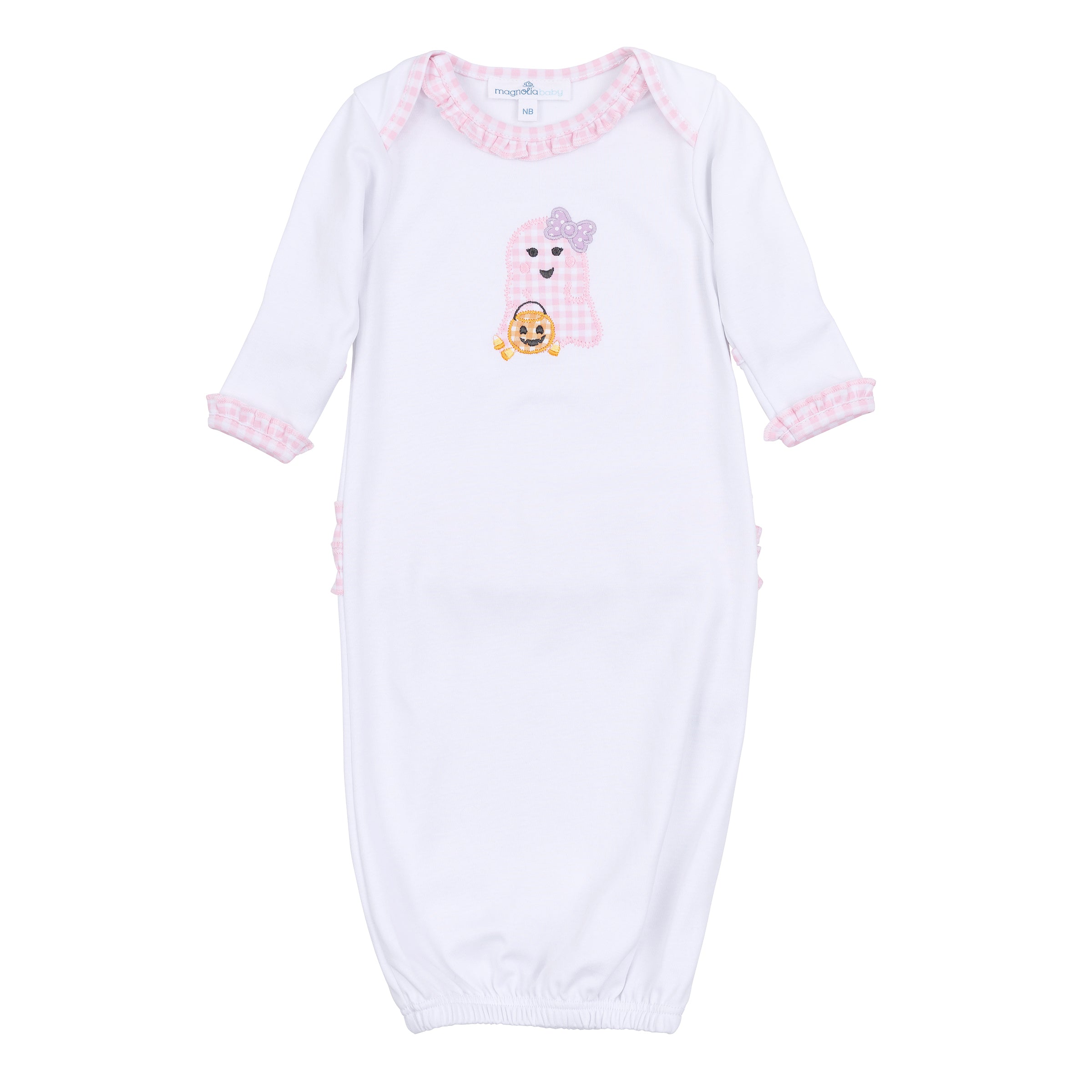 Boo Crew! Applique Ruffle Lap Gown Light Pink - Born Childrens Boutique