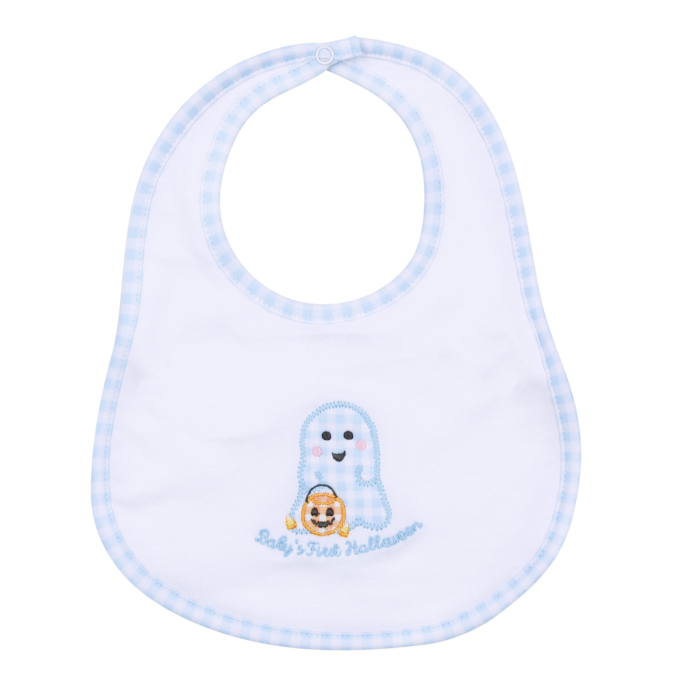 Boo Crew! Applique My First Halloween Light Blue Bib - Born Childrens Boutique