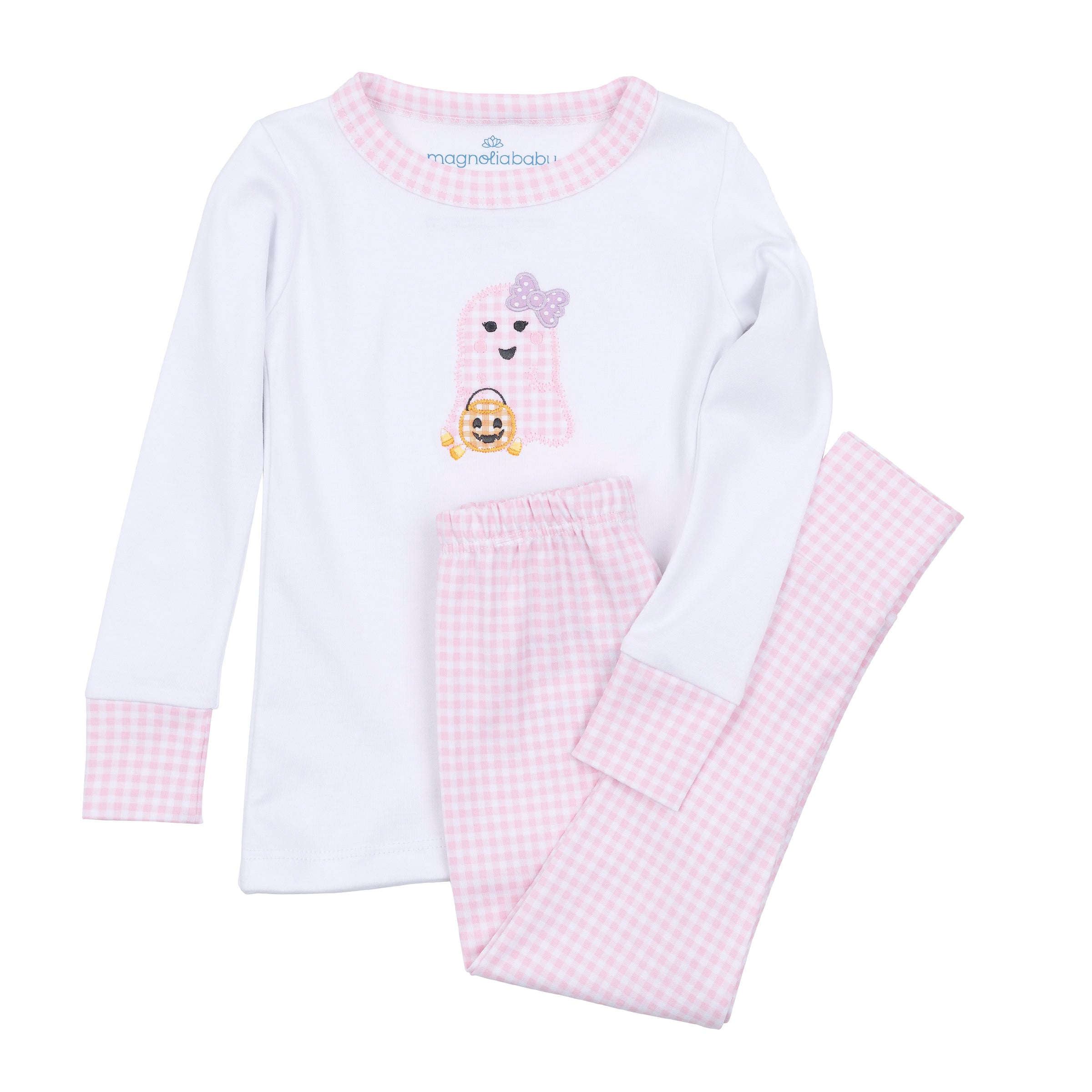 Boo Crew! Applique Long Pajamas Light Pink - Born Childrens Boutique