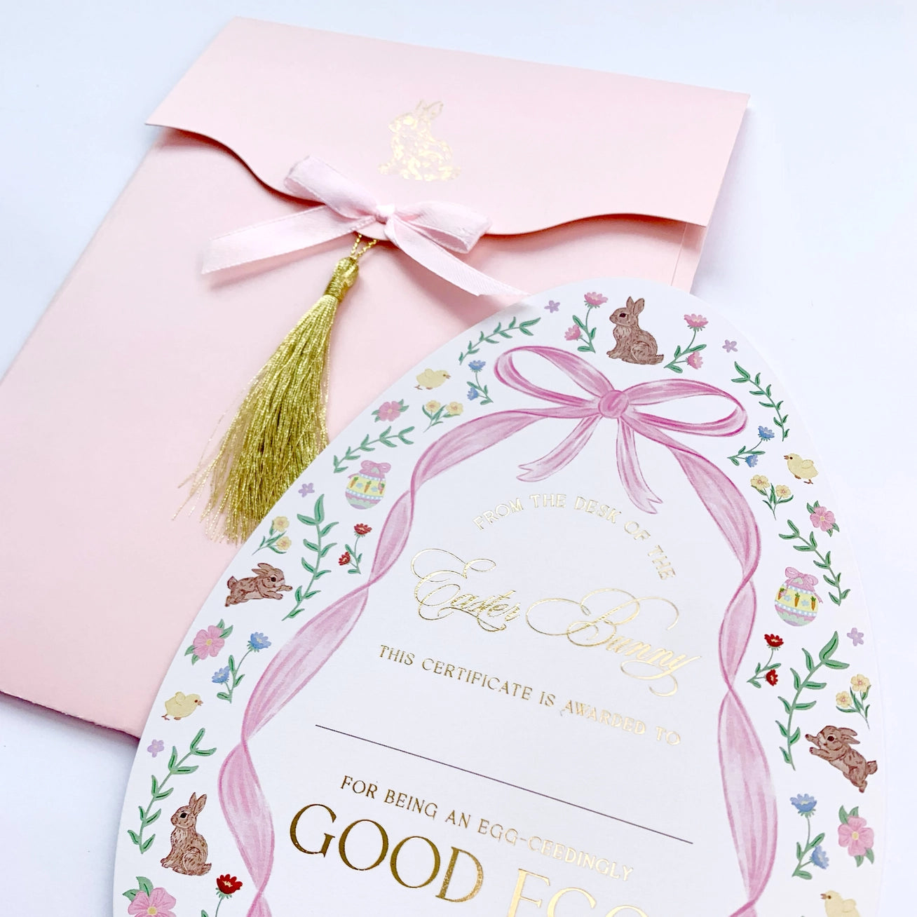 Easter Bunny Good Egg Certificate and Envelope Pink - Born Childrens Boutique