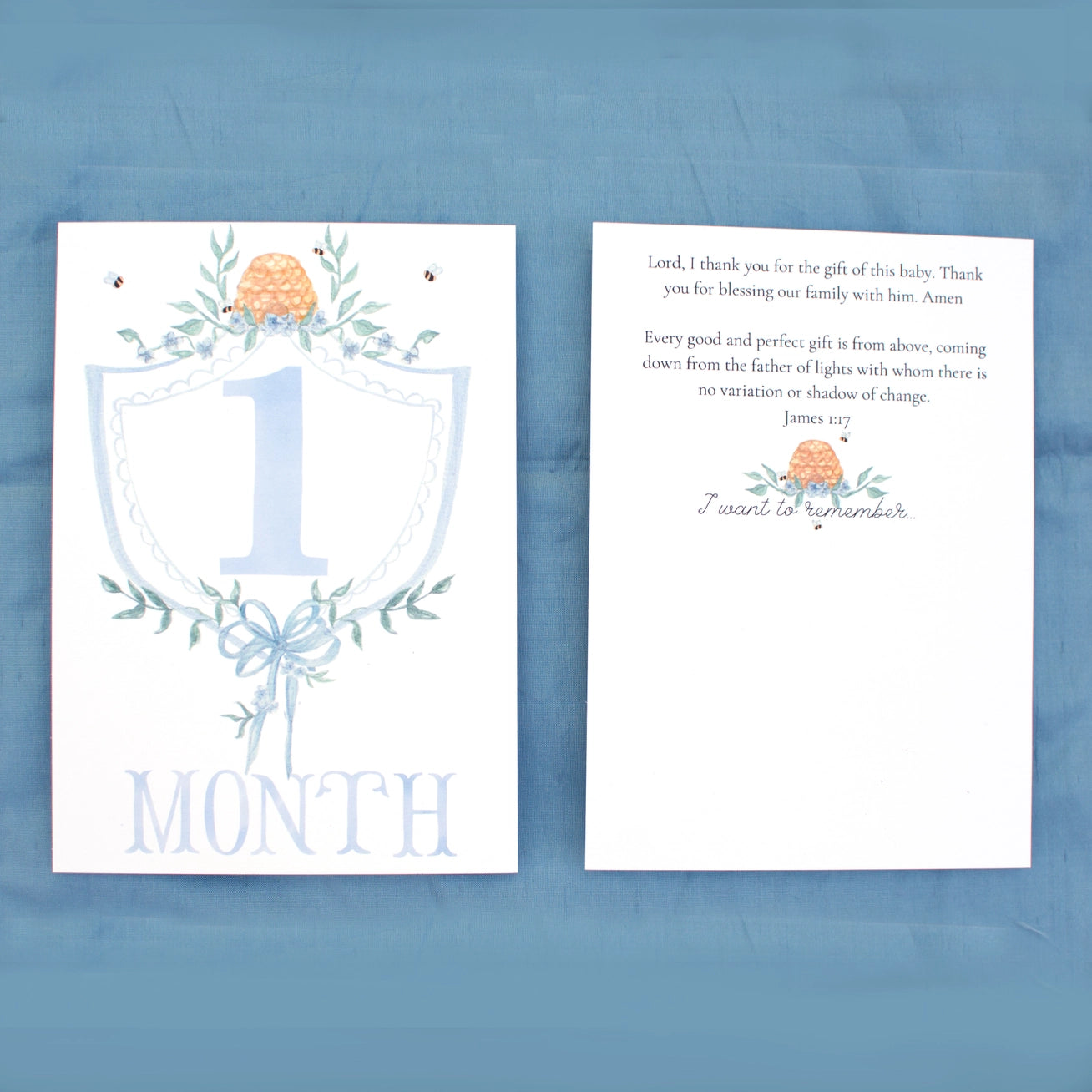 Baby Milestone Scripture Cards for Memory Keeping - Blue - Born Childrens Boutique