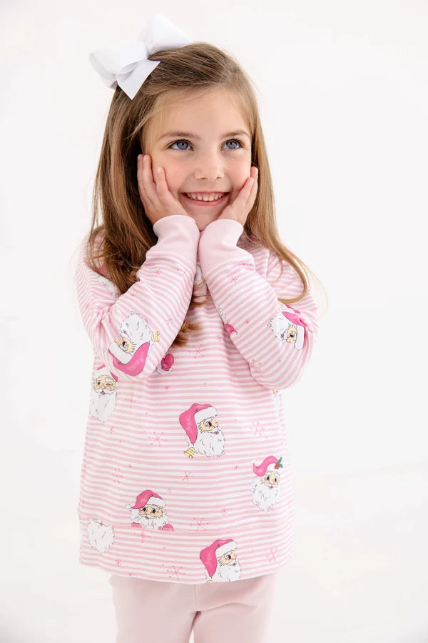 Cassidy Comfy Crewneck - Dear Santa (Palm Beach Pink Stripe) with Palm Beach Pink - Born Children's Boutique