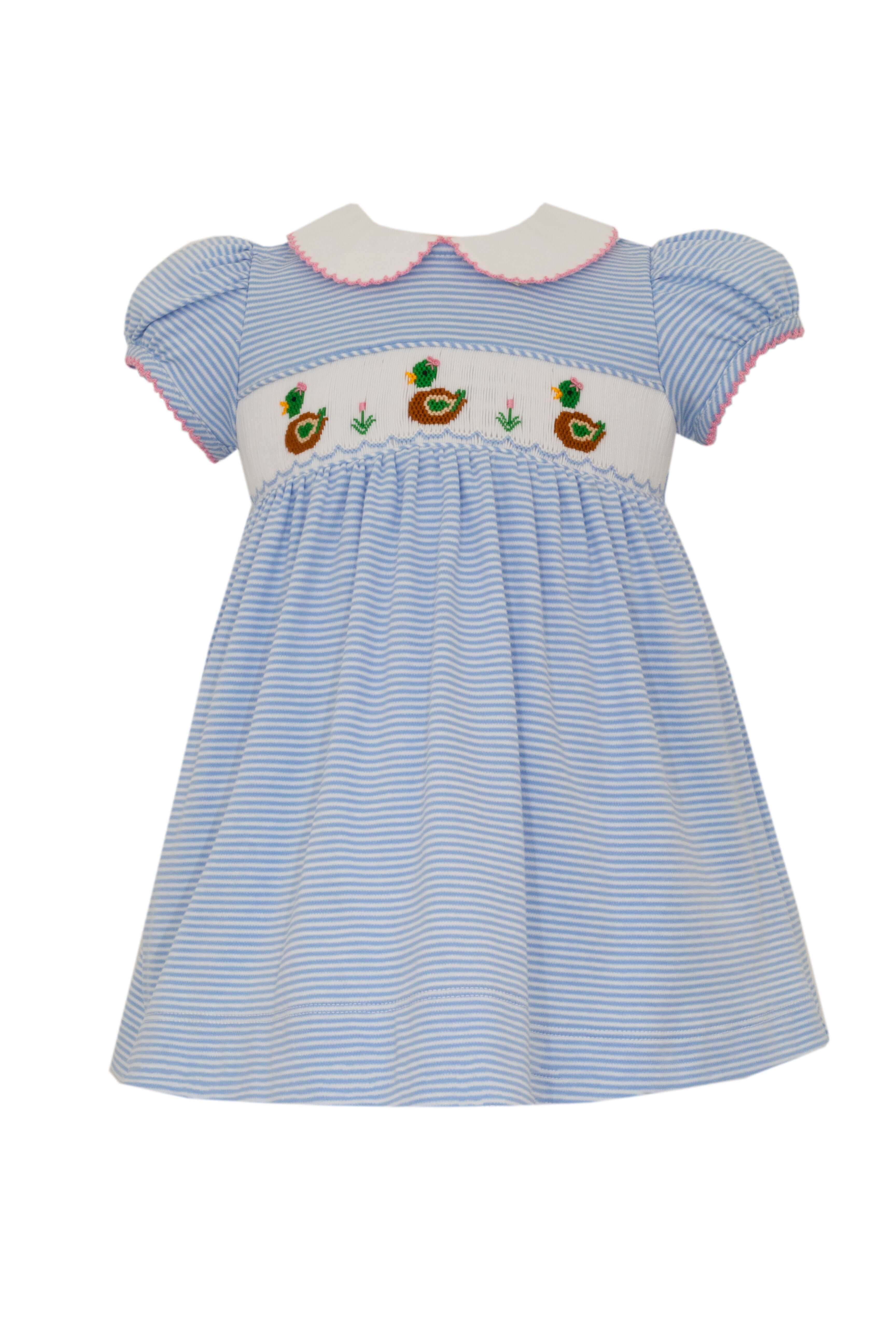 Mallard Knit Dress Blue Stripe - Born Childrens Boutique