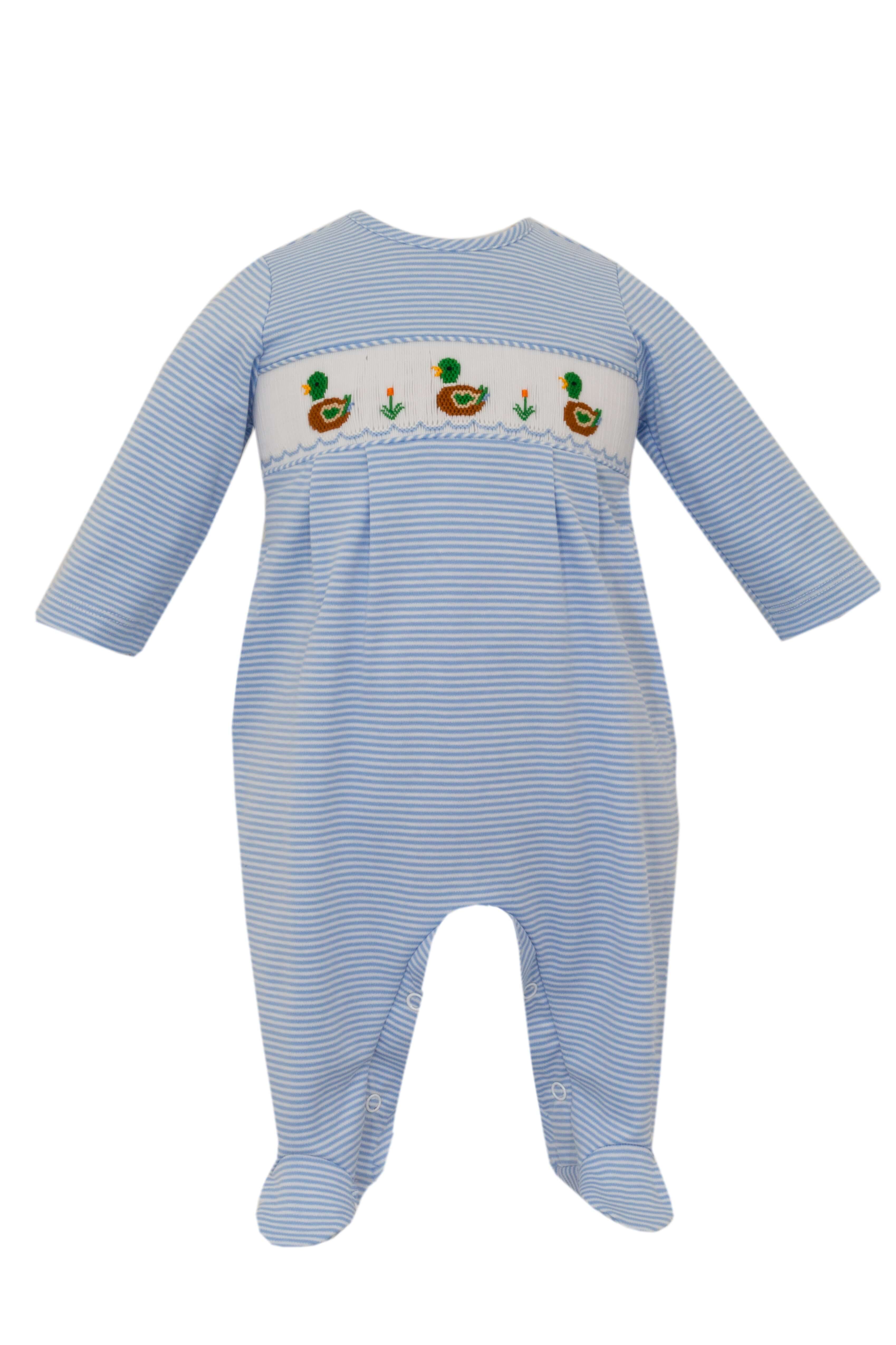 Mallard Boy Long Romper Blue Stripe - Born Childrens Boutique