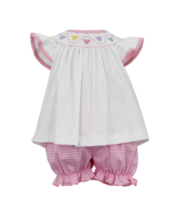 Pastel Hearts Pink Stripe Bloomer Set - Born Childrens Boutique