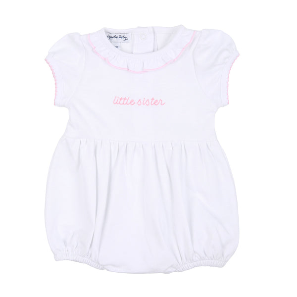 Magnolia Baby Big and Little Emb Girl Bubble Pink - Born Childrens Boutique