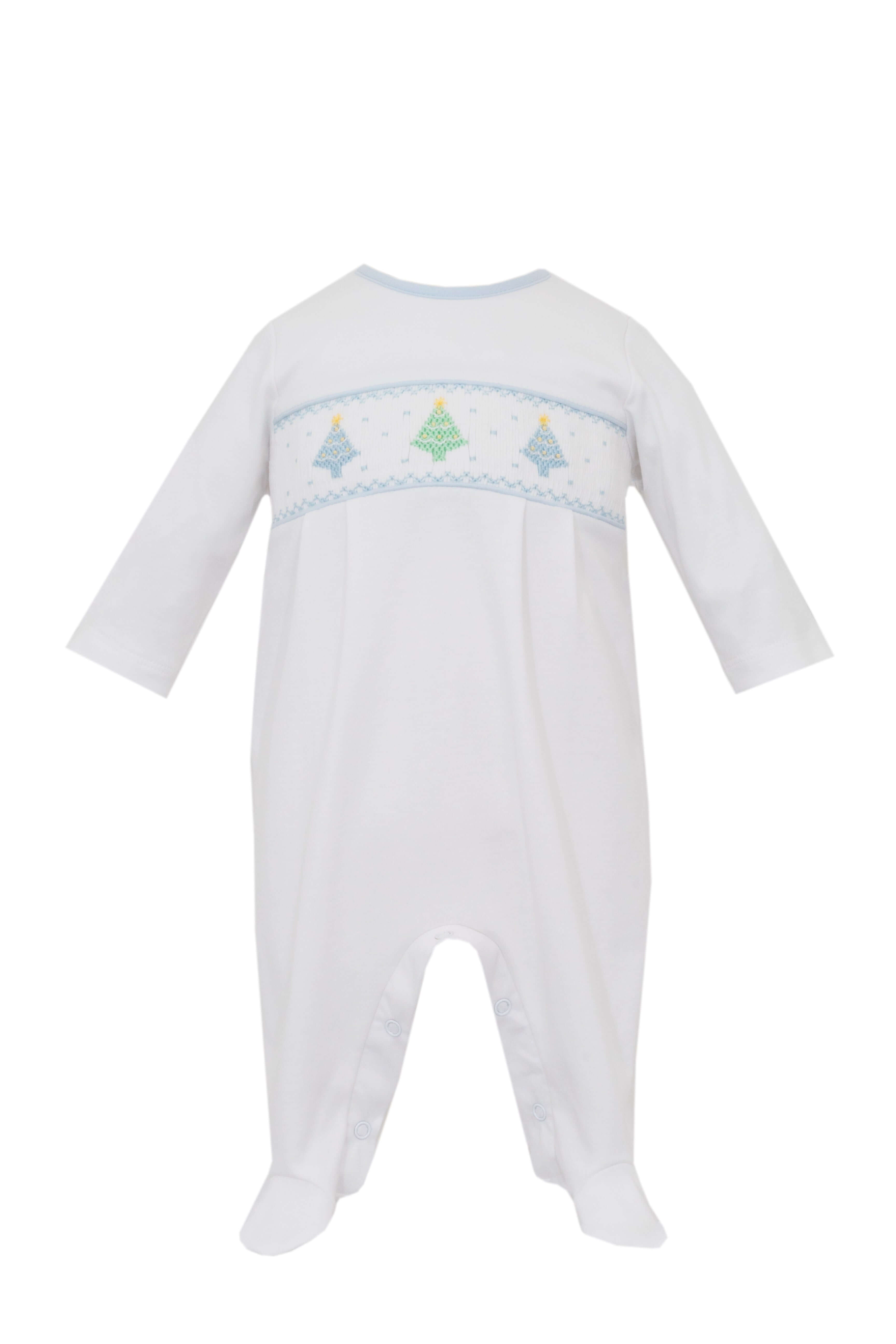 Christmas Trees Boy Long Romper White - Born Childrens Boutique