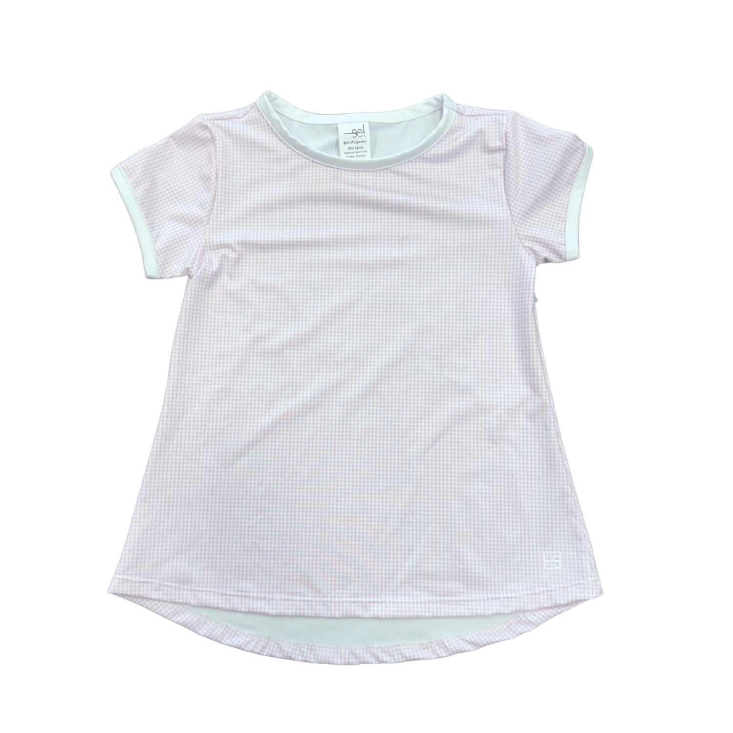 Bridget Basic T - Pink Mini Gingham - Born Childrens Boutique