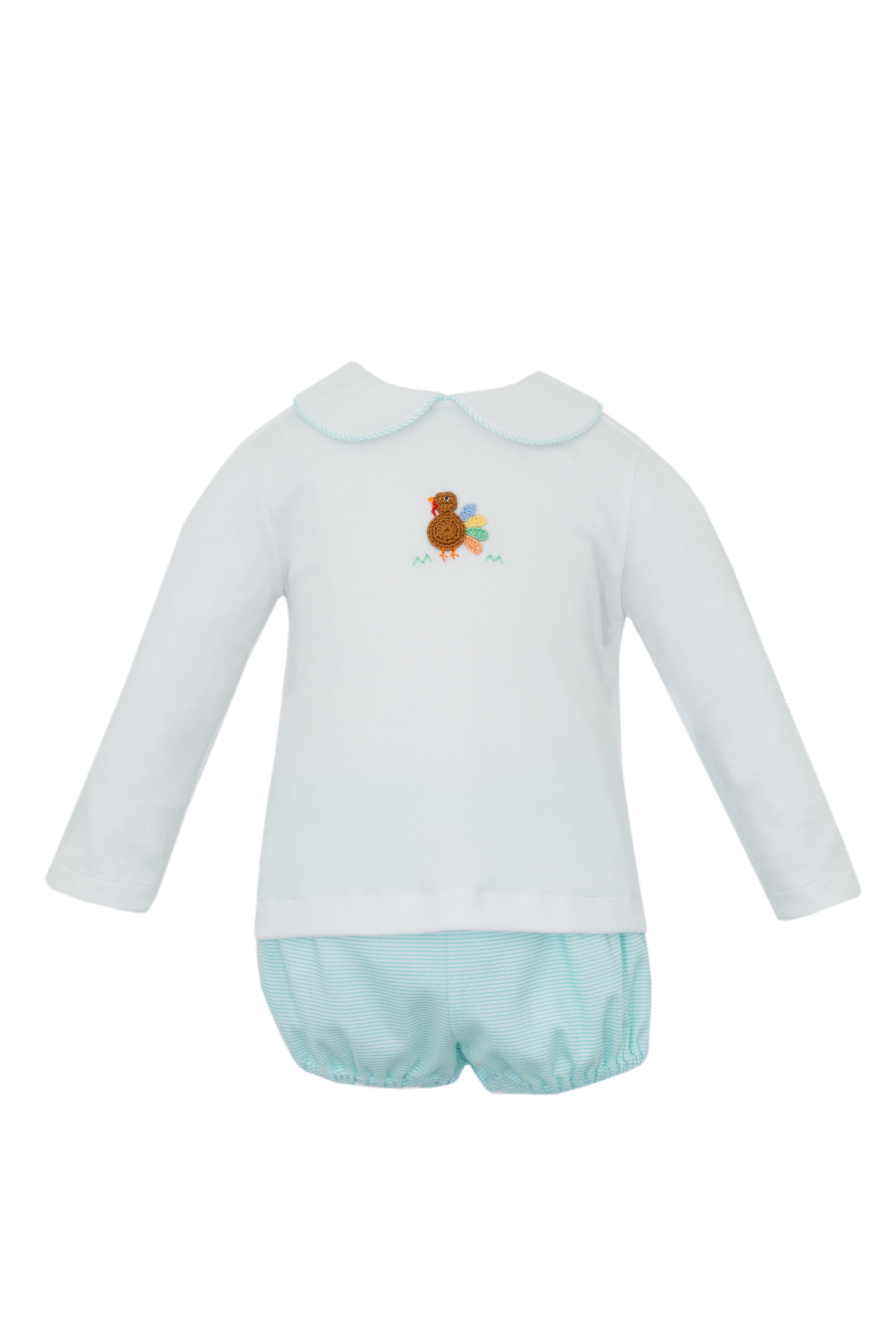 Boy Turkey Diaper Stripe Aqua Stripe - Born Childrens Boutique