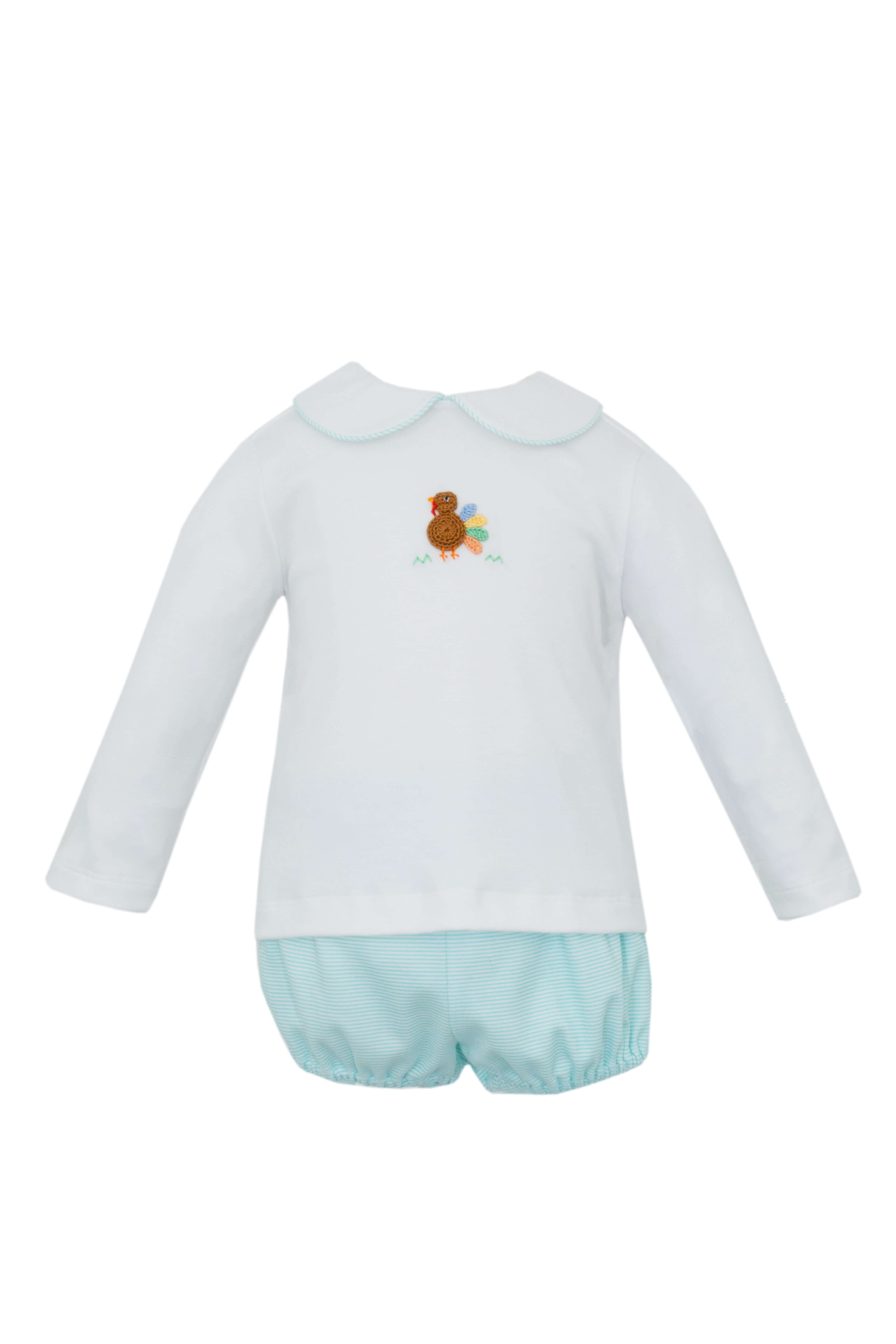 Boy Turkey Diaper Stripe Aqua Stripe - Born Childrens Boutique
