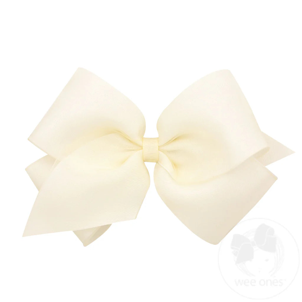 Wee Ones Off White Organza Overlay Grosgrain Bow - Born Childrens Boutique