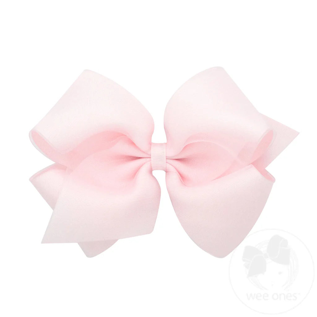 Wee Ones Powder Pink Organza Overlay Grosgrain Bow - Born Childrens Boutique