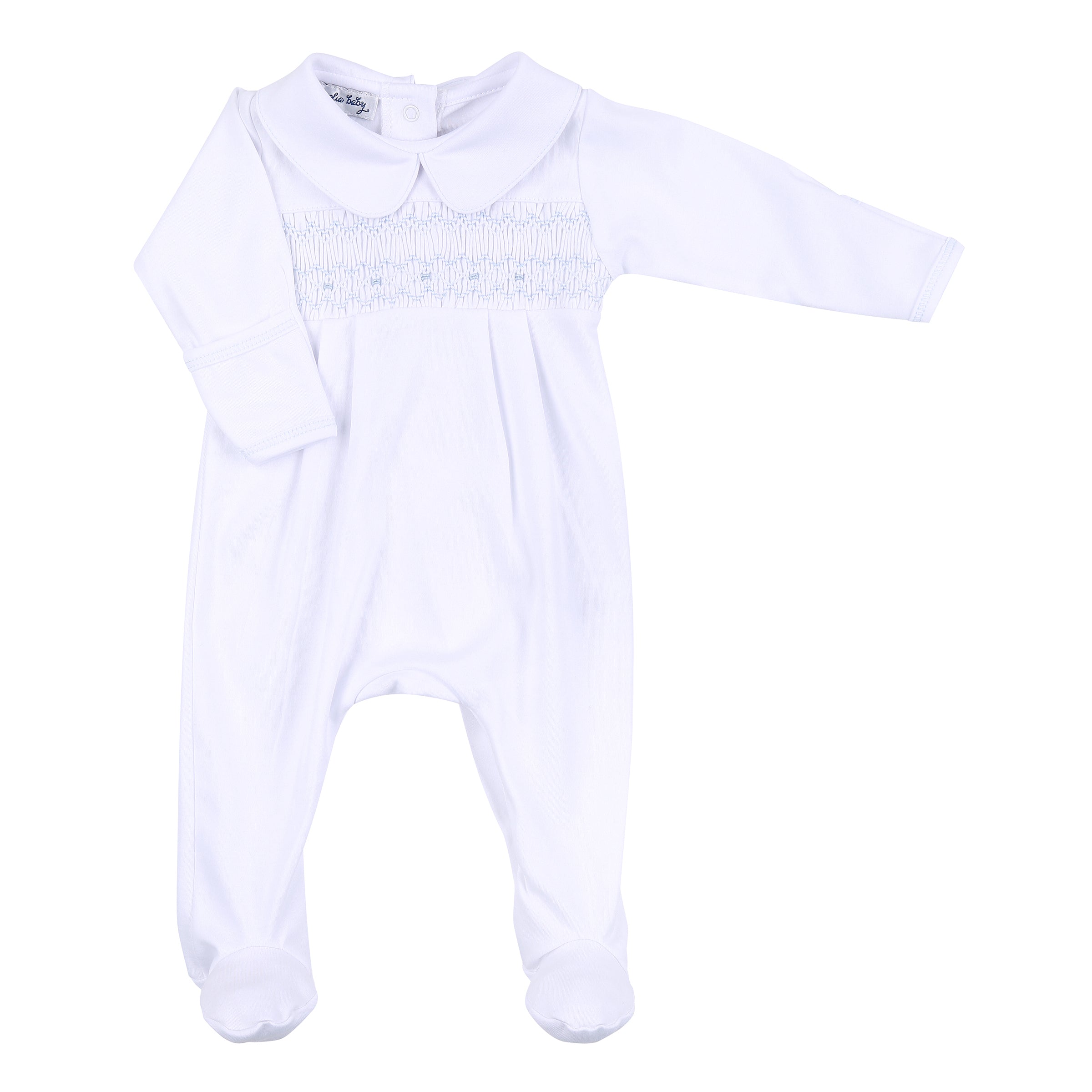 Alice Andrew Smocked Boy Footie Blue - Born Childrens Boutique