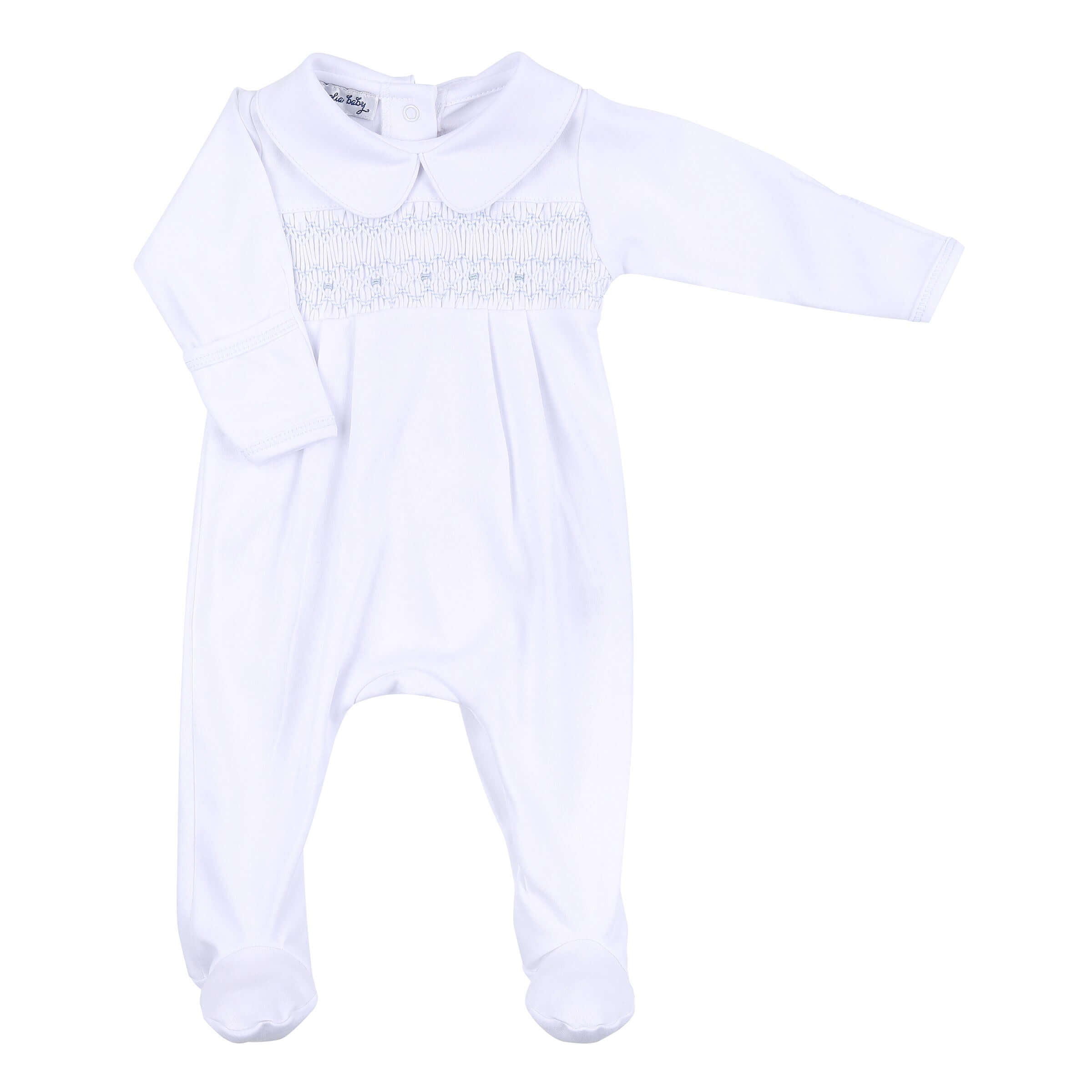 Alice Andrew Smocked Boy Footie Blue - Born Childrens Boutique