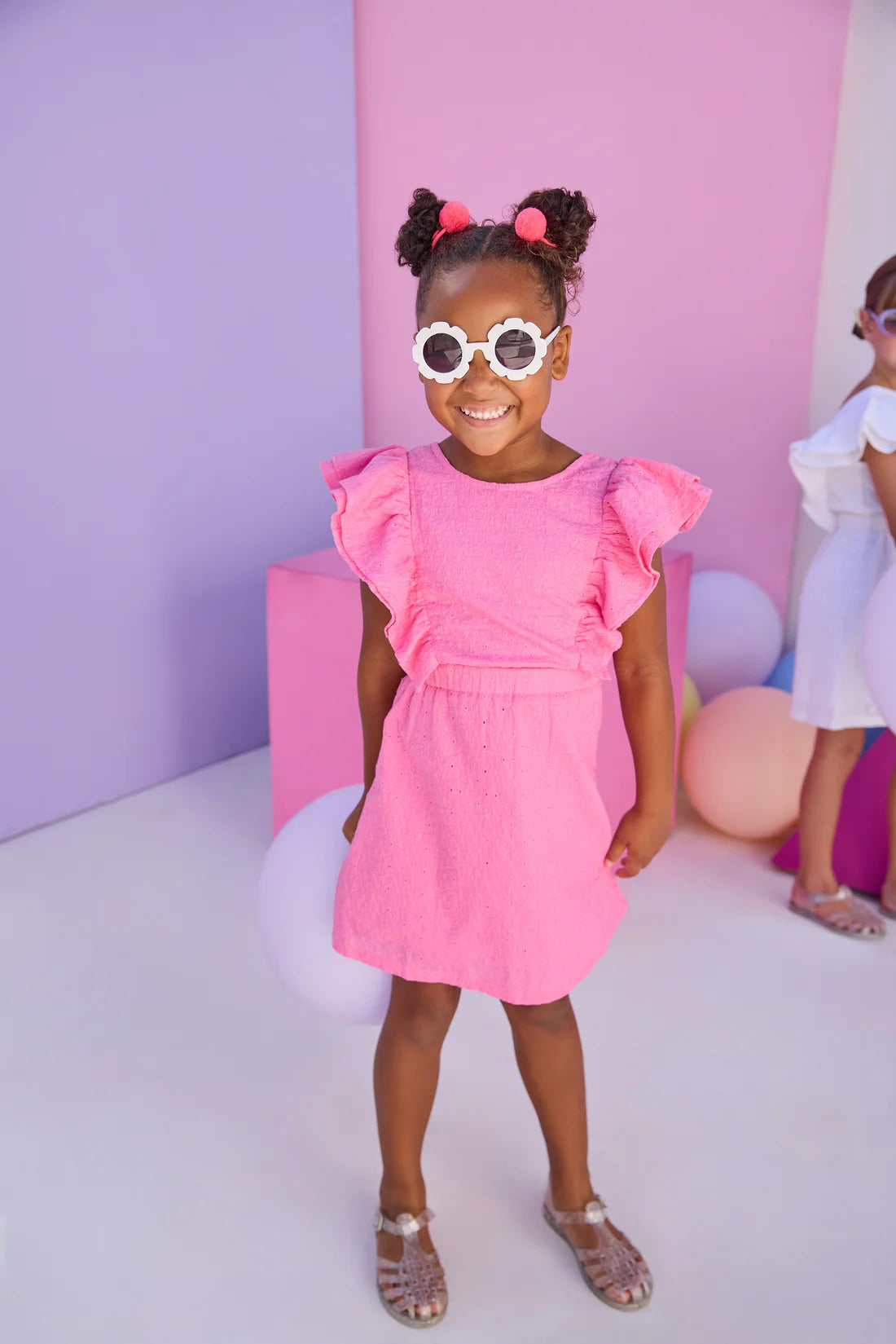Sadie Dress - Taffy Pink Embroidery - Born Childrens Boutique