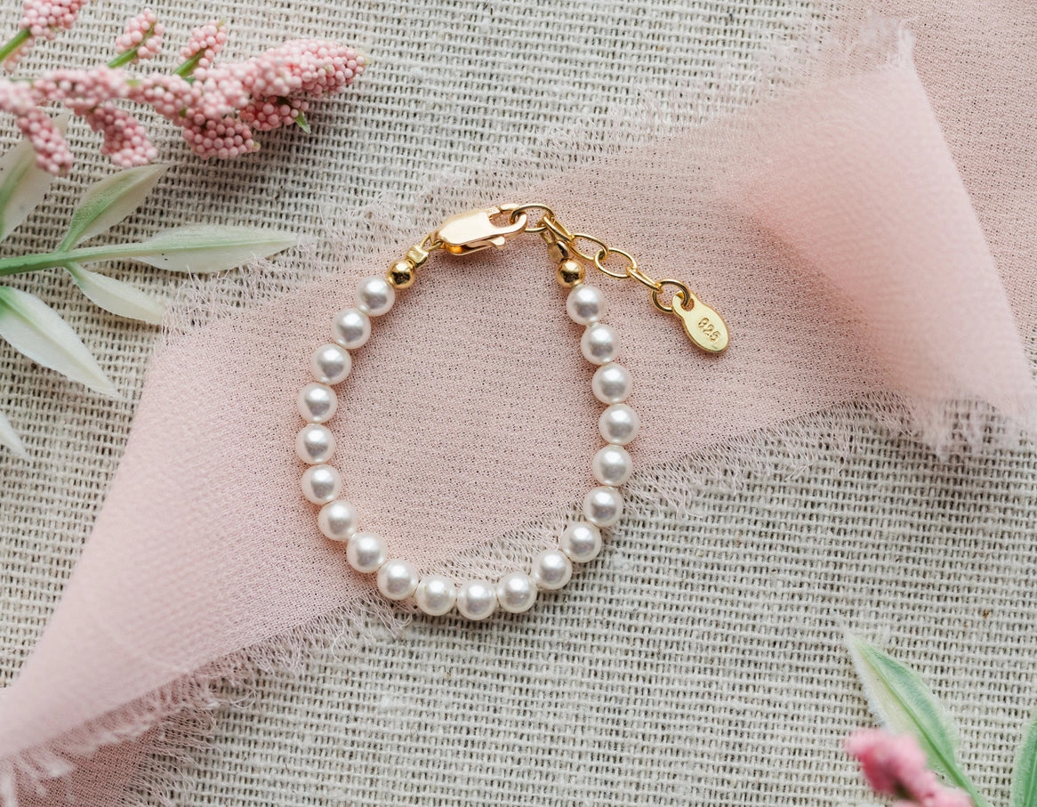 Gold Plated Pearl Bracelet - Born Childrens Boutique