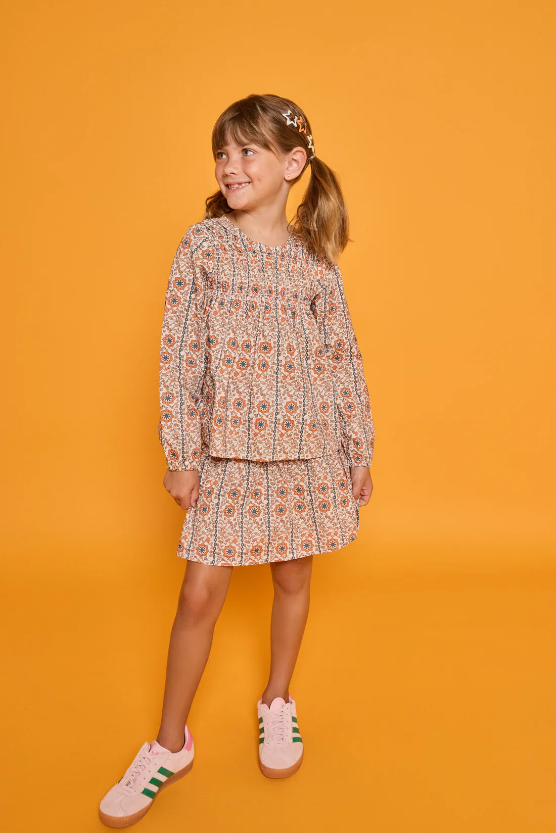 Pre-Order Shirred Circle Skirt - Verbier Vines Orange