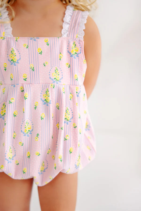 Branham Bubble - Central Park Posies with Worth Avenue White Eyelet - Born Childrens Boutique
