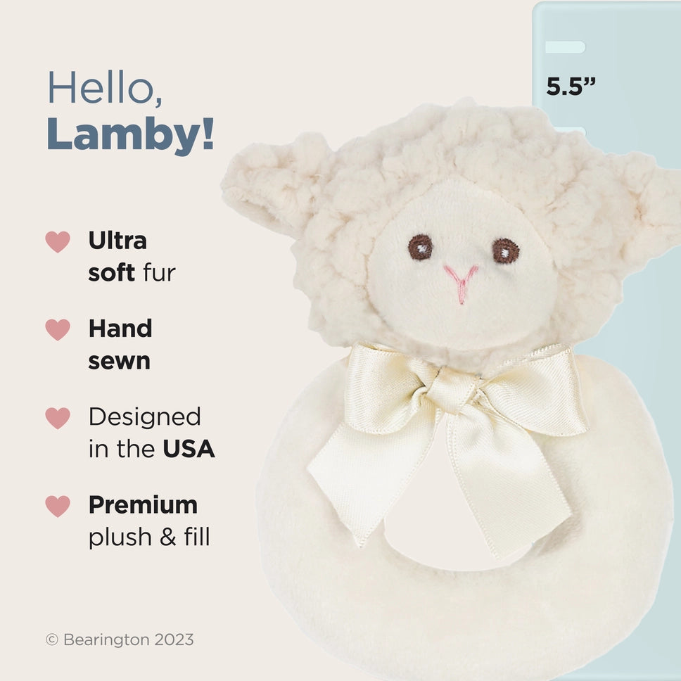 Lil' Lamby Lamb Ring Rattle - Born Childrens Boutique