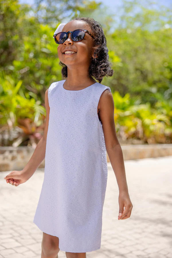 Sleeveless Betts Bow Dress - Eyelet Worth Ave White - Born Childrens Boutique