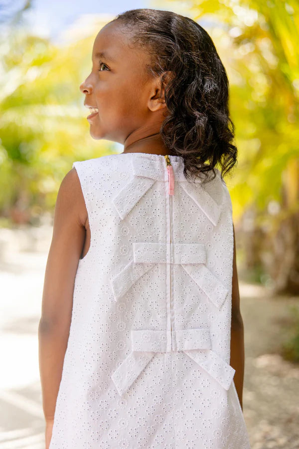 Sleeveless Betts Bow Dress - Eyelet Worth Ave White - Born Childrens Boutique