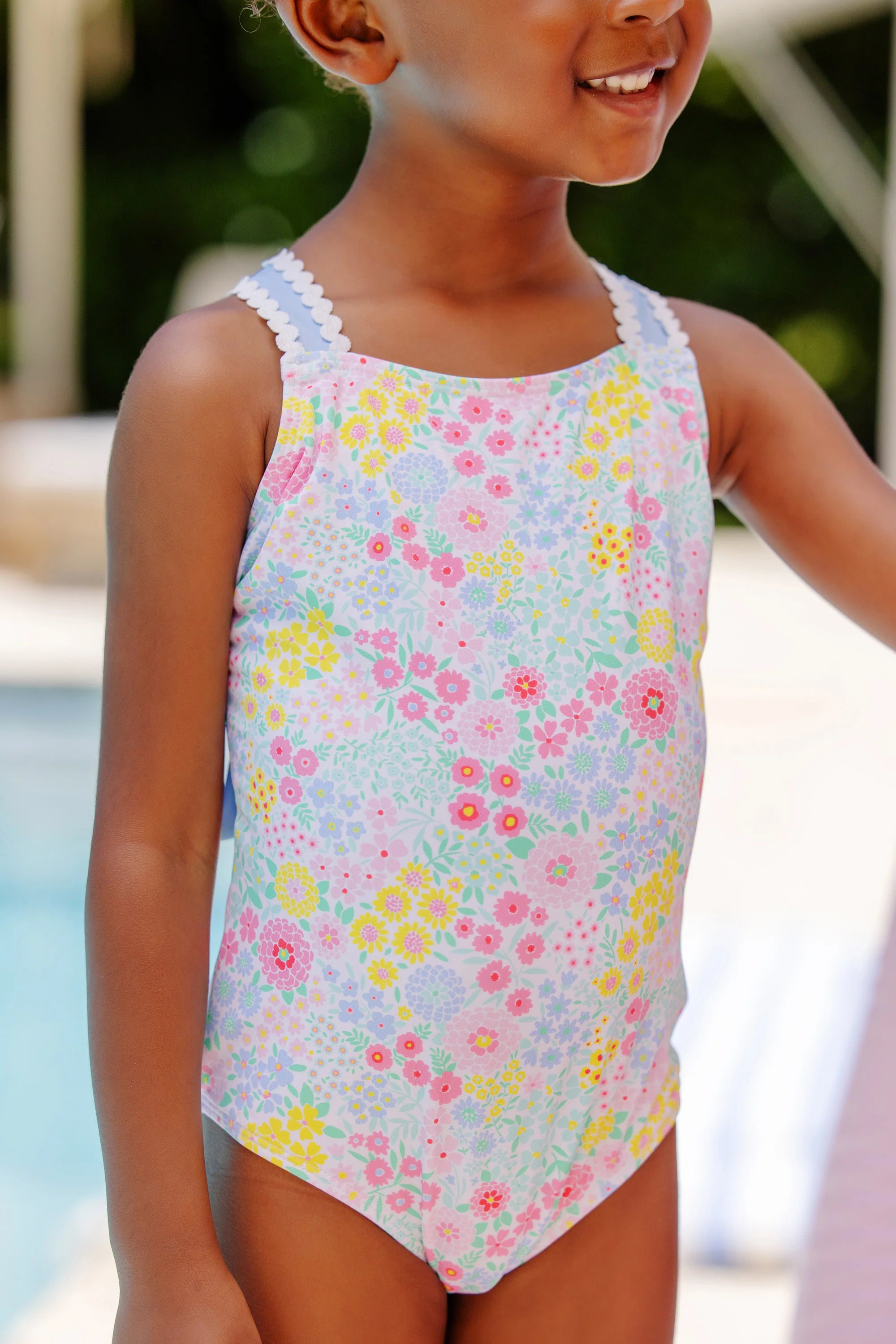 Taylor Bay Bathing Suit Merry Little Meadow with Beale Street Blue - Born Childrens Boutique