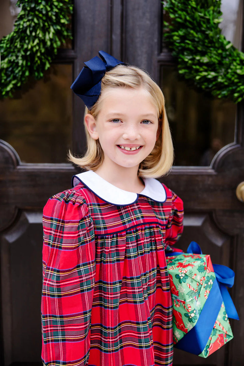 Long Sleeve Maerin Fitz Frock Society Prep Plaid With Worth Avenue White And Nantucket Navy - Born Childrens Boutique