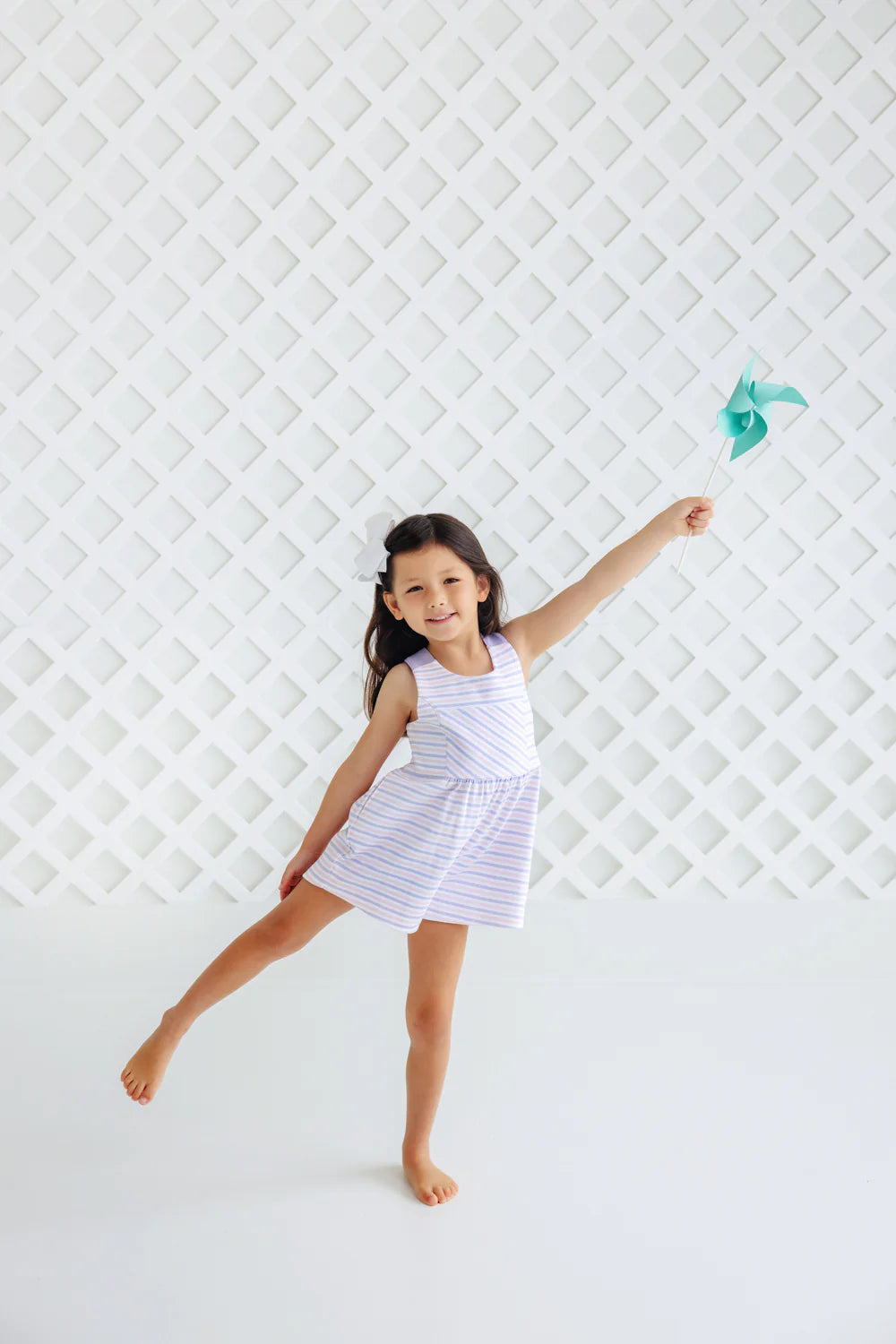 Reagan Romper Lauderdale Lavender And Palm Beach Pink Stripe - Born Childrens Boutique