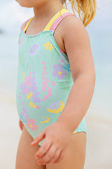 Seabrook Bathing Suit Glencoe Garden Party With Grace Bay Green And Pier Party Pink - Born Childrens Boutique