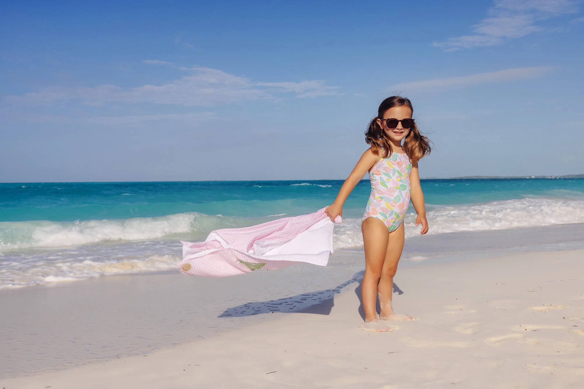 Seabrook Bathing Suit - Happy in Harbour Island with Palm Beach Pink & Buckhead Blue - Born Childrens Boutique